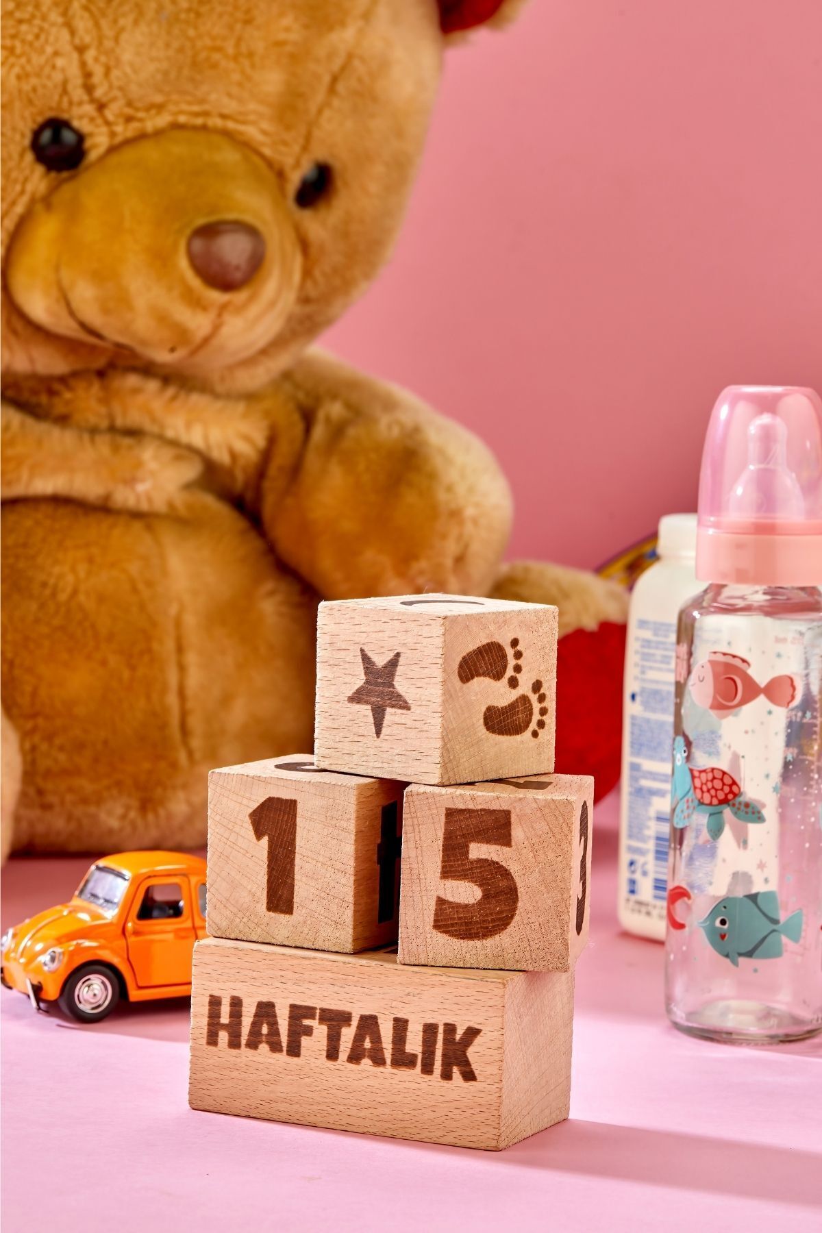 TOTTERİQ-Baby Mother Memory Cube Decor Set of 4 Wooden Baby Memory Cubes Set 6