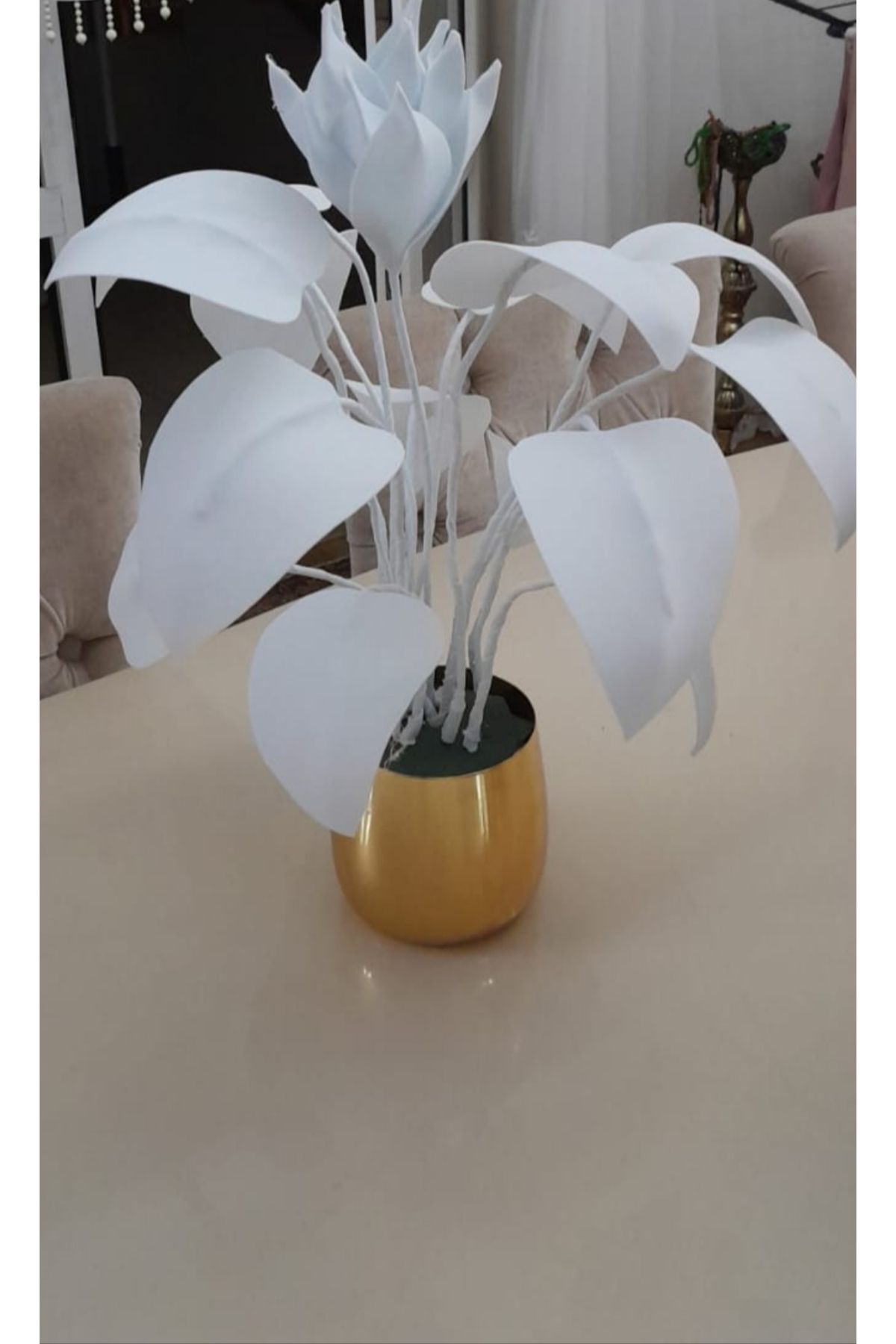 Hatem dekor flower Yapay çiçek Gold metal vazoda latex çiçekler ile aranje edilmiştir hediye lik dekoratif lateks çiçek