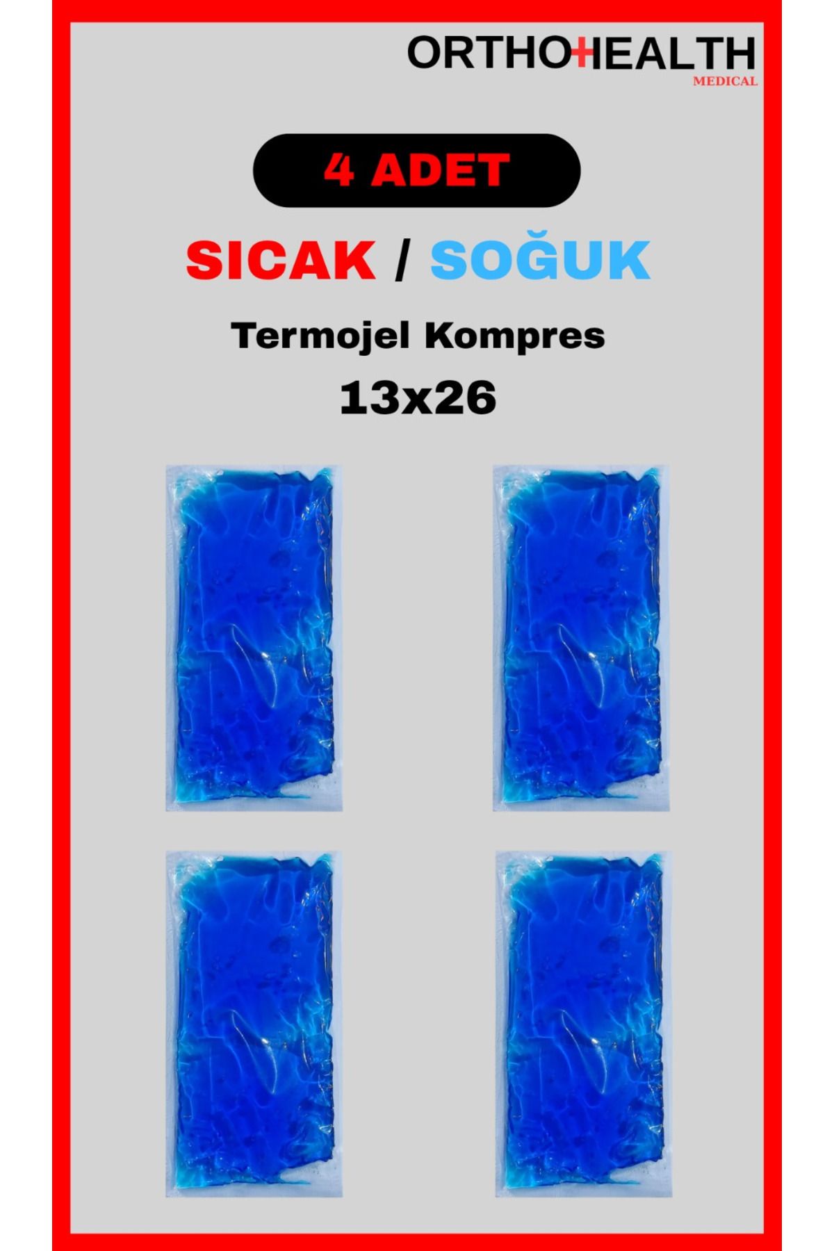 orthohealthmedical Termojel Sıcak Ve Soğuk Kompres Jel Buz Paketi,( 4 Adet 13x26cm