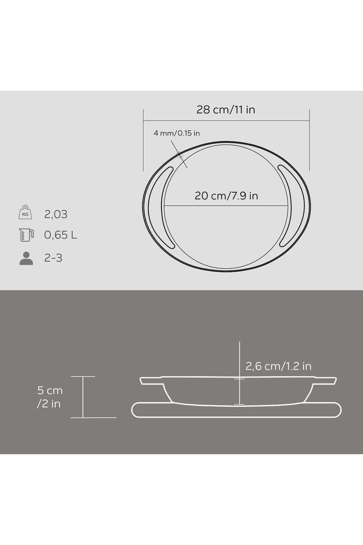 Lava-20cm Double Handle Iron Solid Cast Round Pan Beech Serving Wood 5