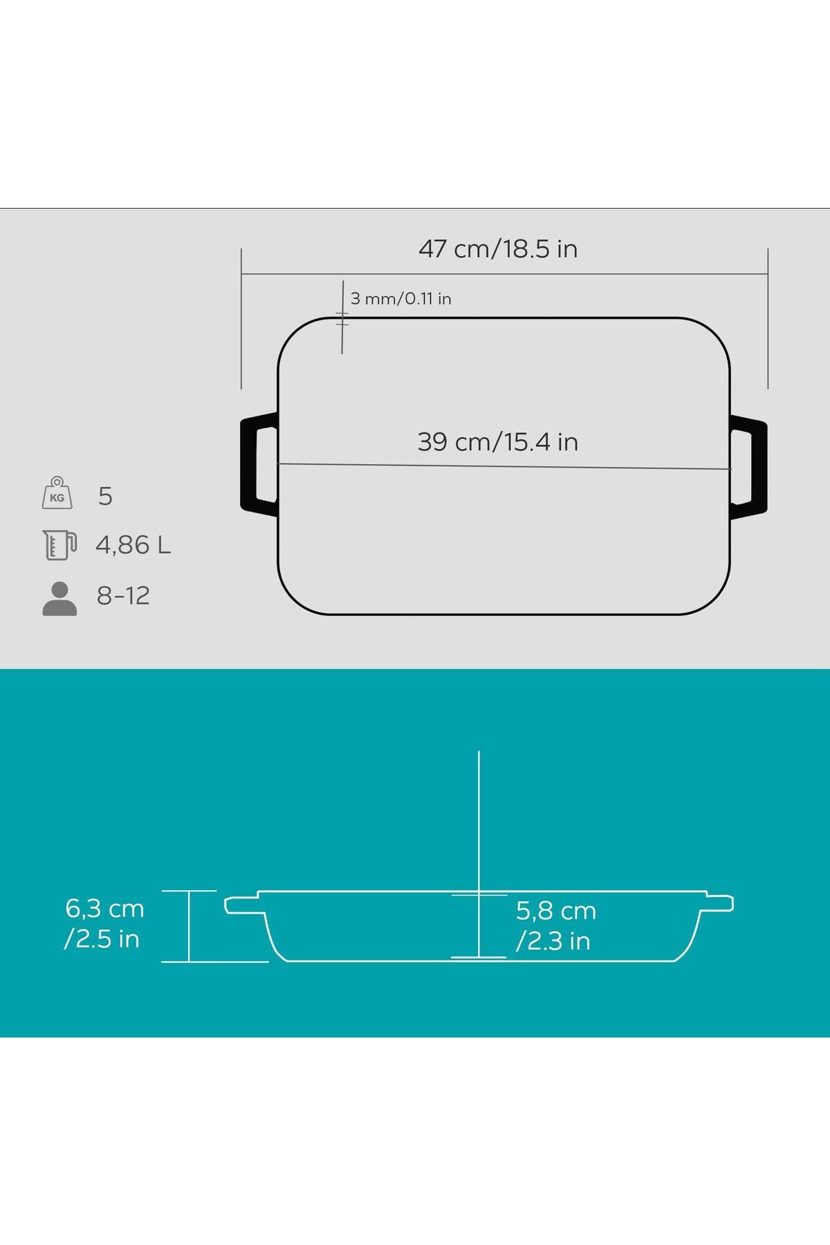 Lava-26X40Cm Rectangular Casting Tray - Iron Solid, Double Handles 5