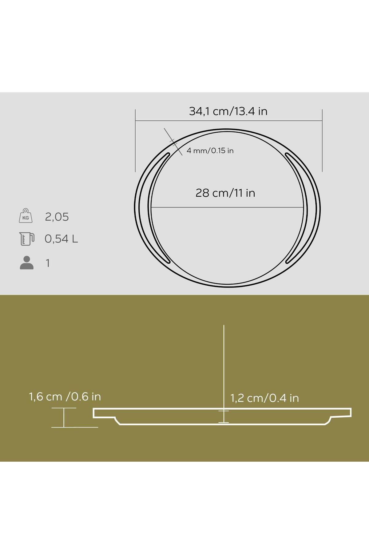Lava-Cast Round Pizza Crepe Pancake Pan Cast Iron Solid Double Handle Diameter(Ø)28cm 5