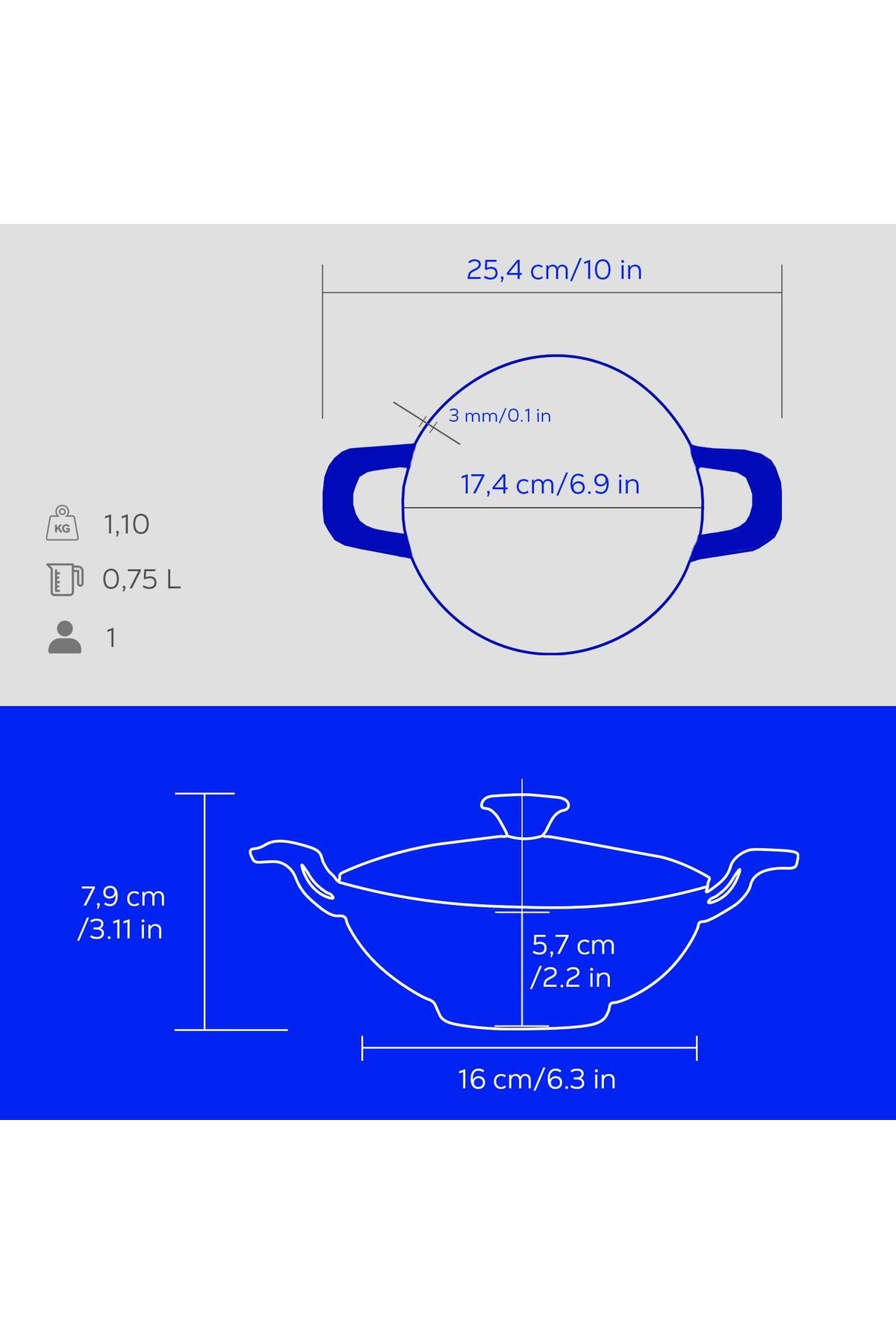 Lava-Cast Mini Wok with Solid Handle and Glass Cover Edition Series Diameter(Ø)16cm 6