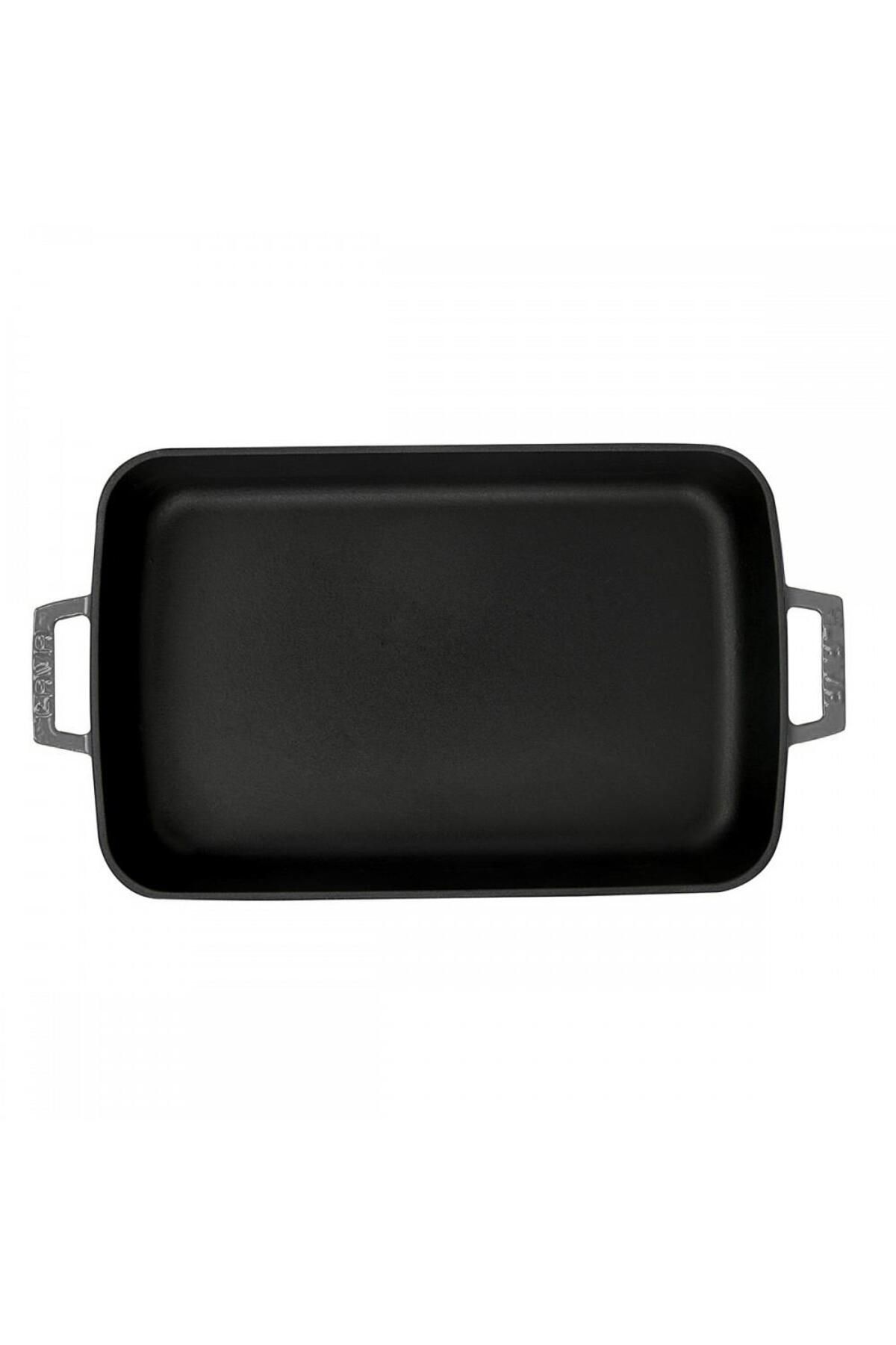 Lava-22X30Cm Rectangular Rosto and Oven Tray - Cast Iron Solid, Double Handle Size 3