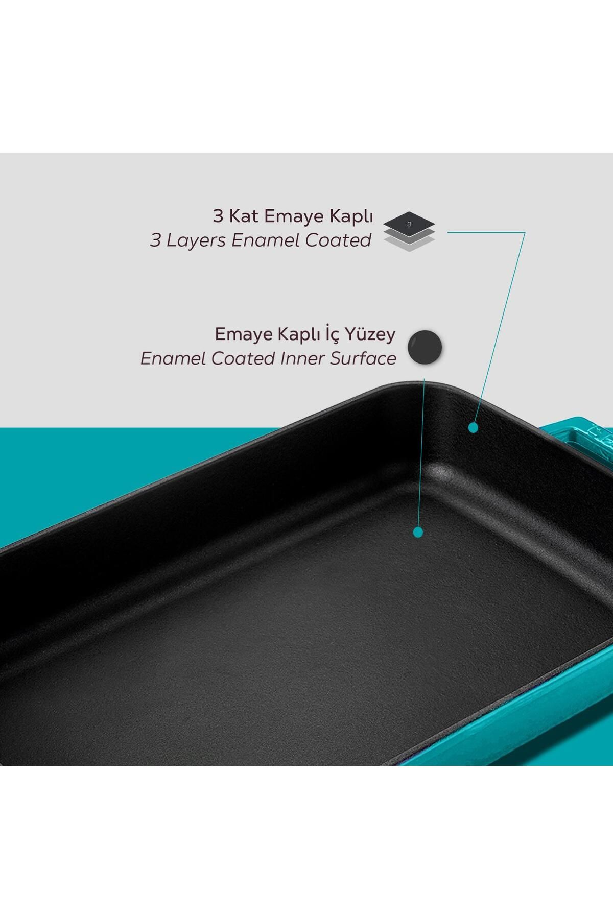 Lava-26X40Cm Rectangular Casting Tray - Iron Solid, Double Handles 6