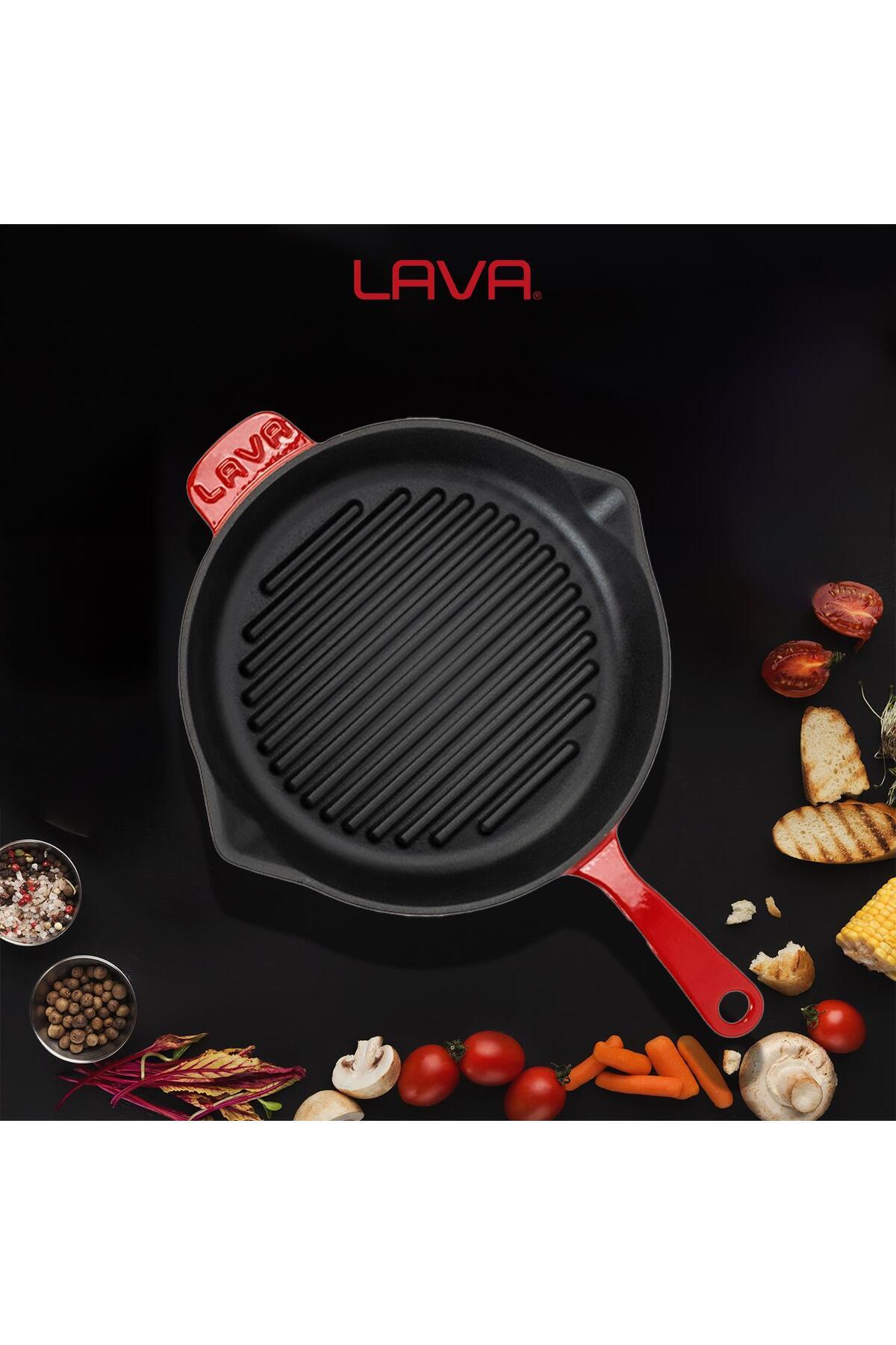 Lava-Cast Round Grill Pan Cast Iron Solid Handle Diameter (Ø)28cm. 7