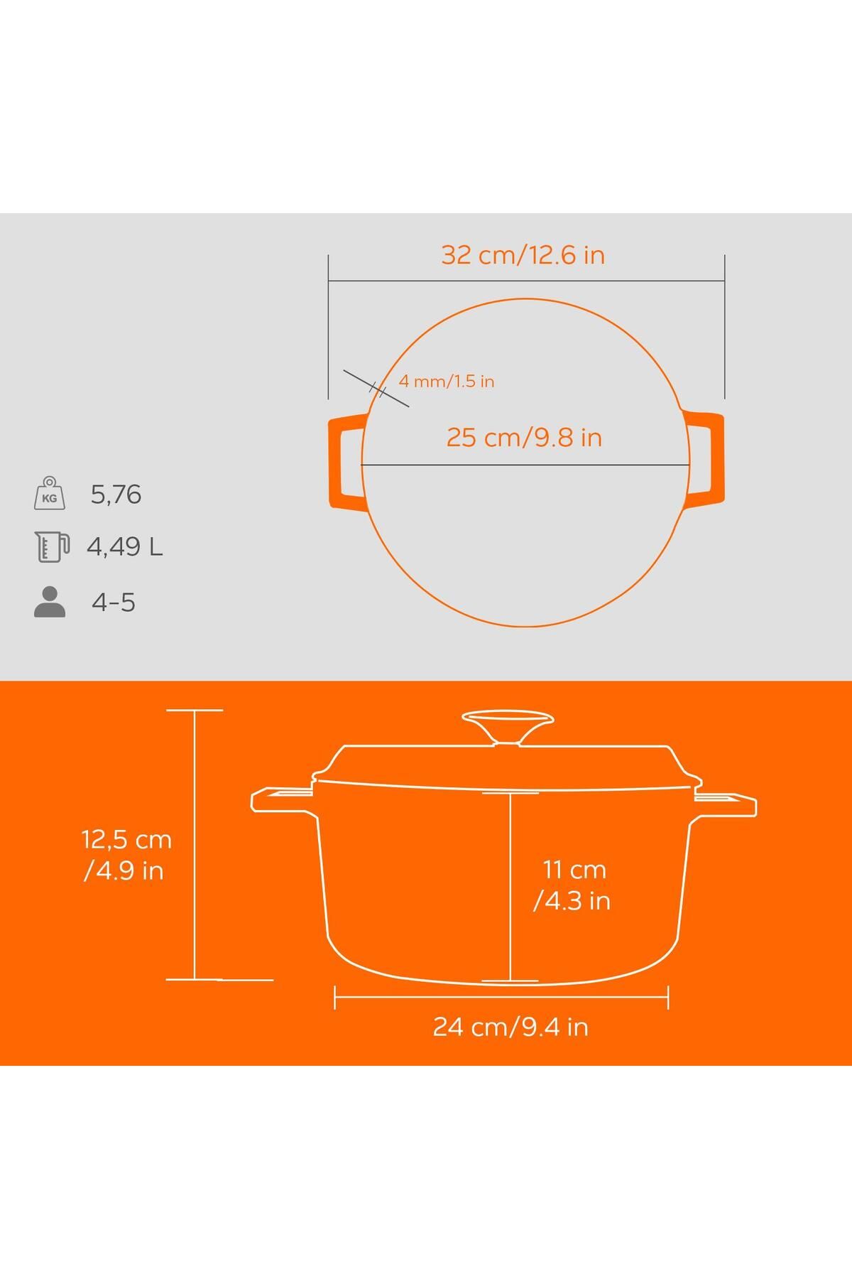 Lava-Cast Round Pot Cast Iron Solid Handle Edition Series Diameter(Ø)24cm 5