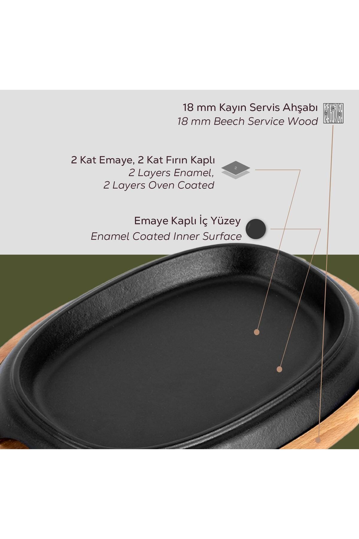 Lava-26X19Cm Cast Oval Fajita Plate - Beech Serving Wood 4