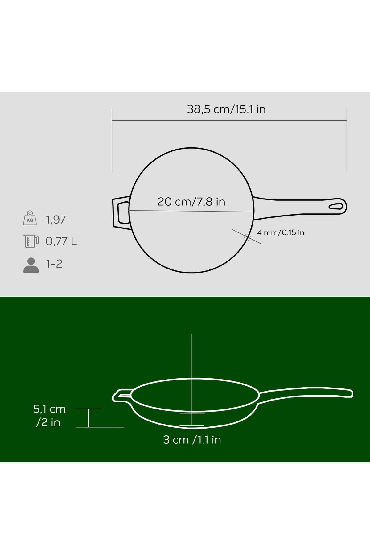 Lava-20cm Iron Solid Handle Round Frying Pan 5