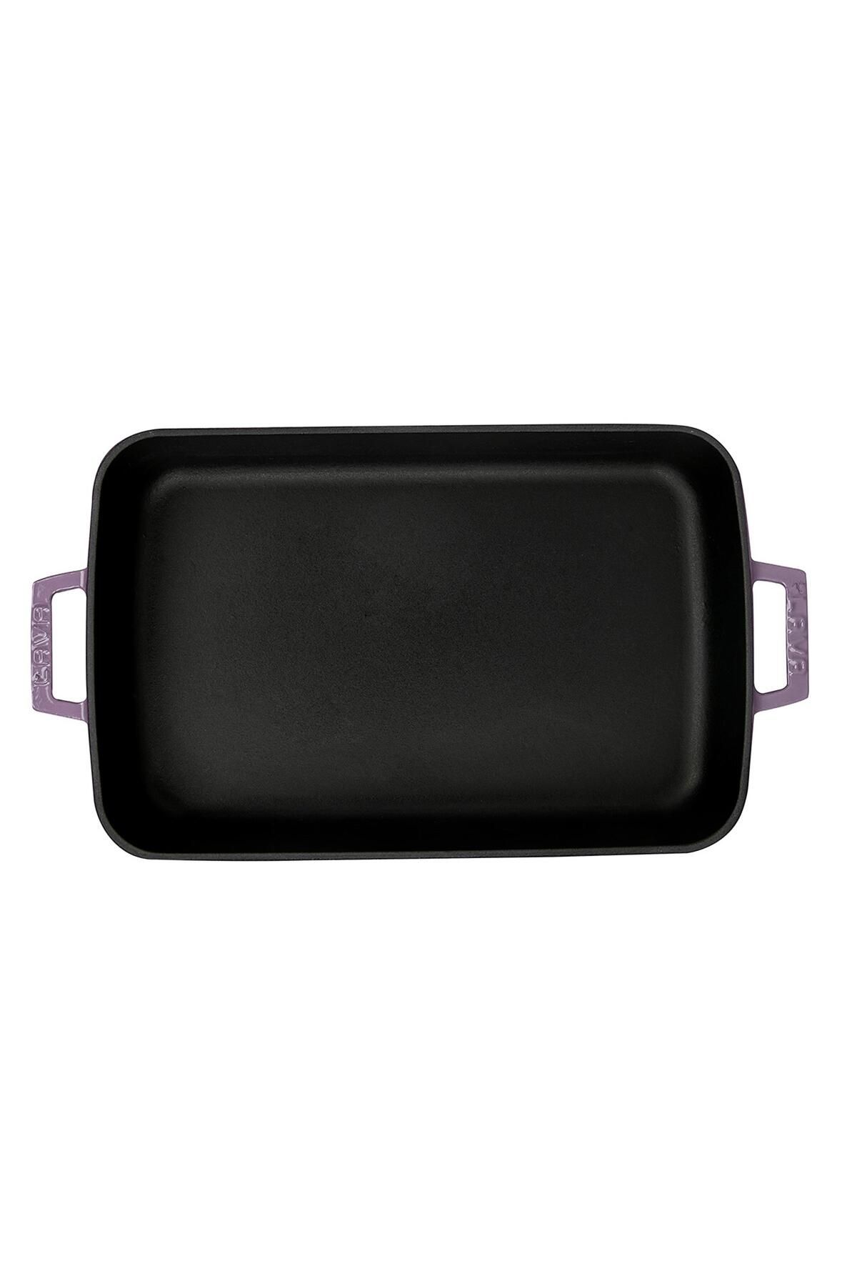 Lava-22X30Cm Rectangular Rosto and Oven Tray - Cast Iron Solid, Double Handle Size 3