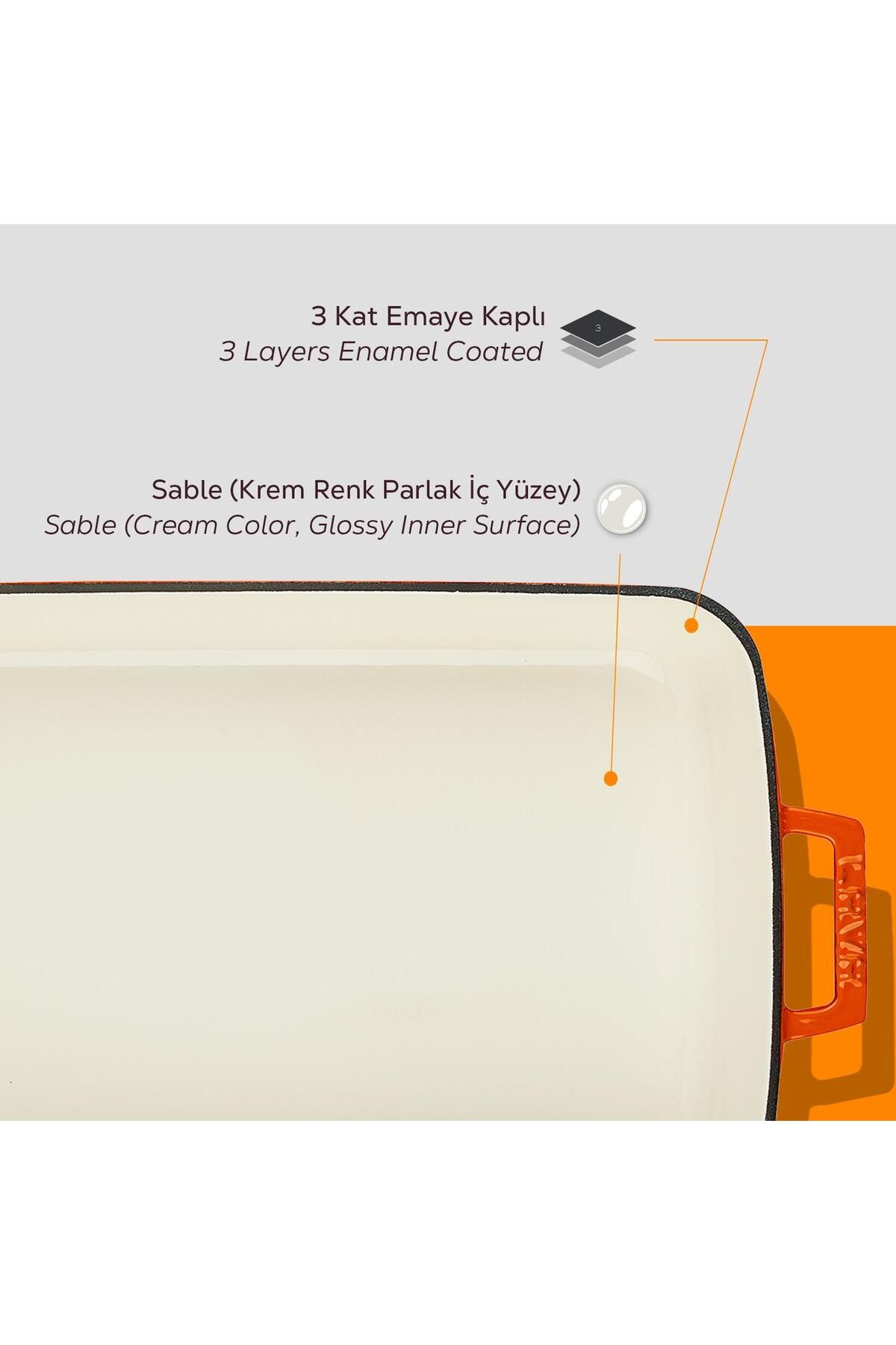 Lava-Cast Rectangular Rosto and Oven Tray Cast Iron Monolithic Double Handle Edition Series Size 26x 6