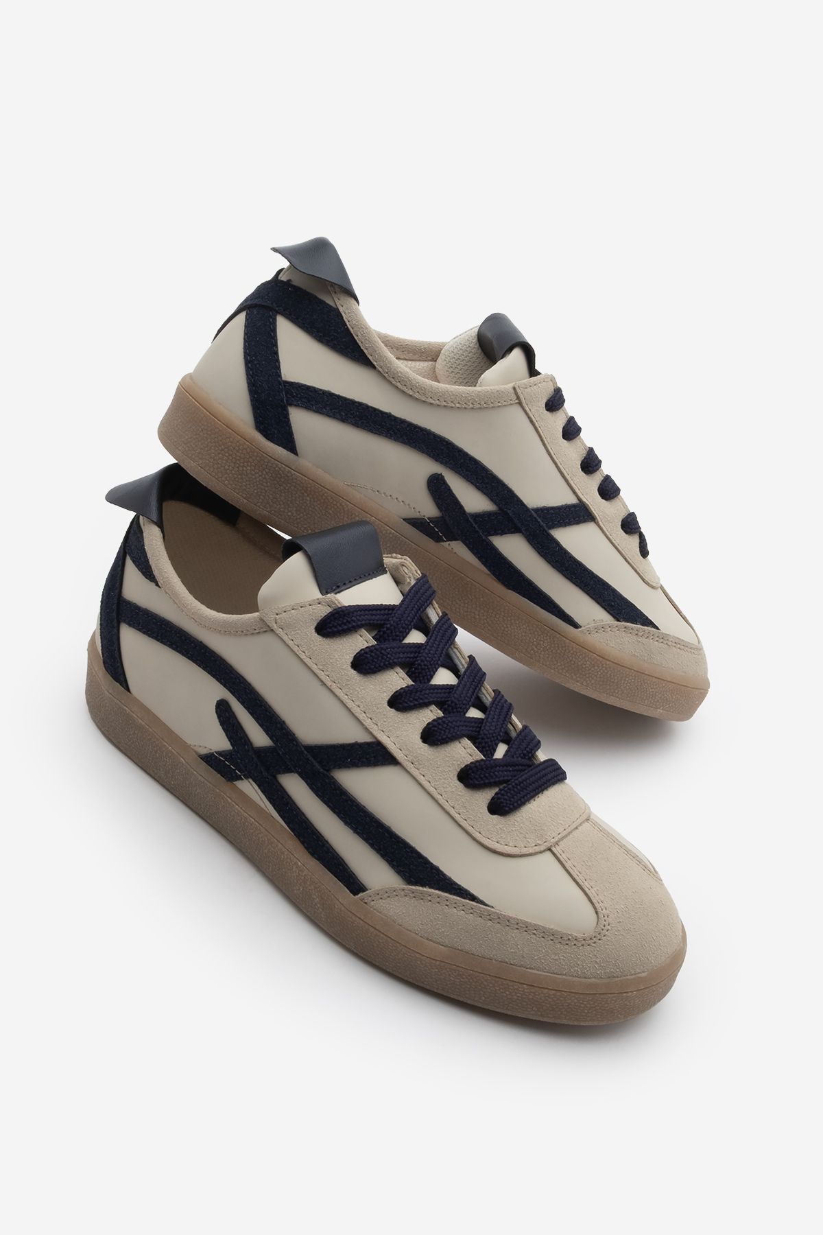 Marjin Kadın Sneaker Bağcıklı Spor Ayakkabı Alvena Lacivert