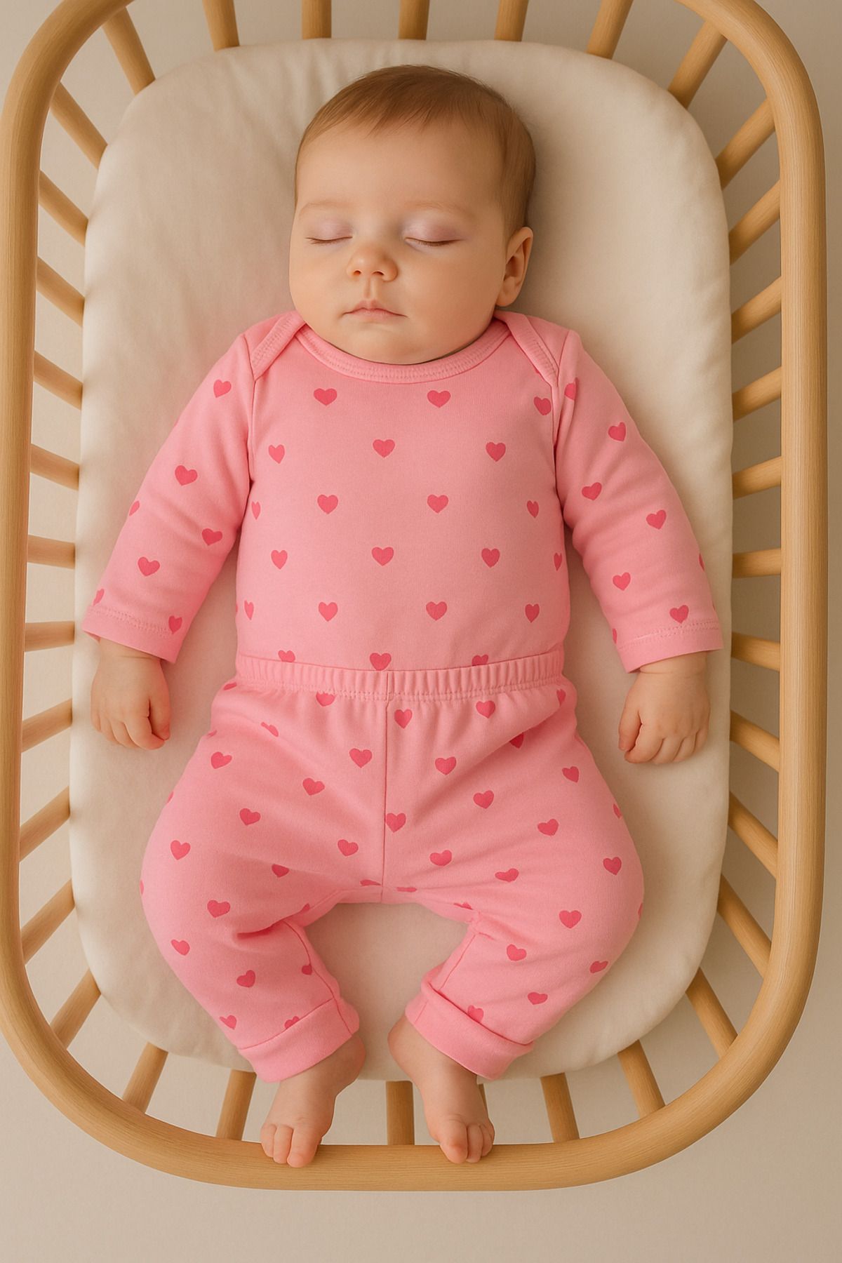 Süpermini %100 PAMUKLU KIZ BEBEK PEMBE KALPLİ 2'Lİ BODY - ZIBIN BEBE TAKIM