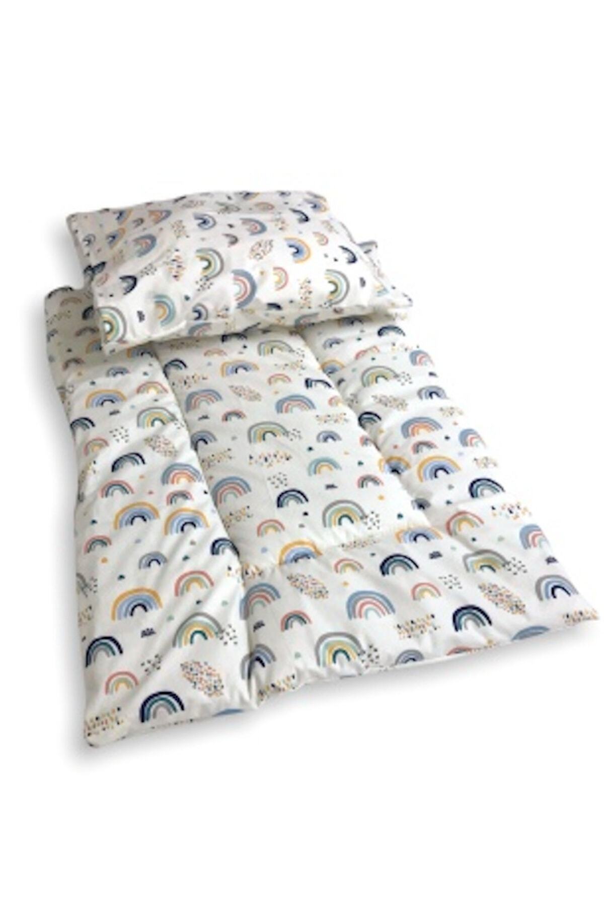 Babynia Pamuklu Park Beşik Alt Açma Minderi Ve Bebek / Çocuk Yastığı Gökkuşağı fotoğrafı 3 (önizleme)