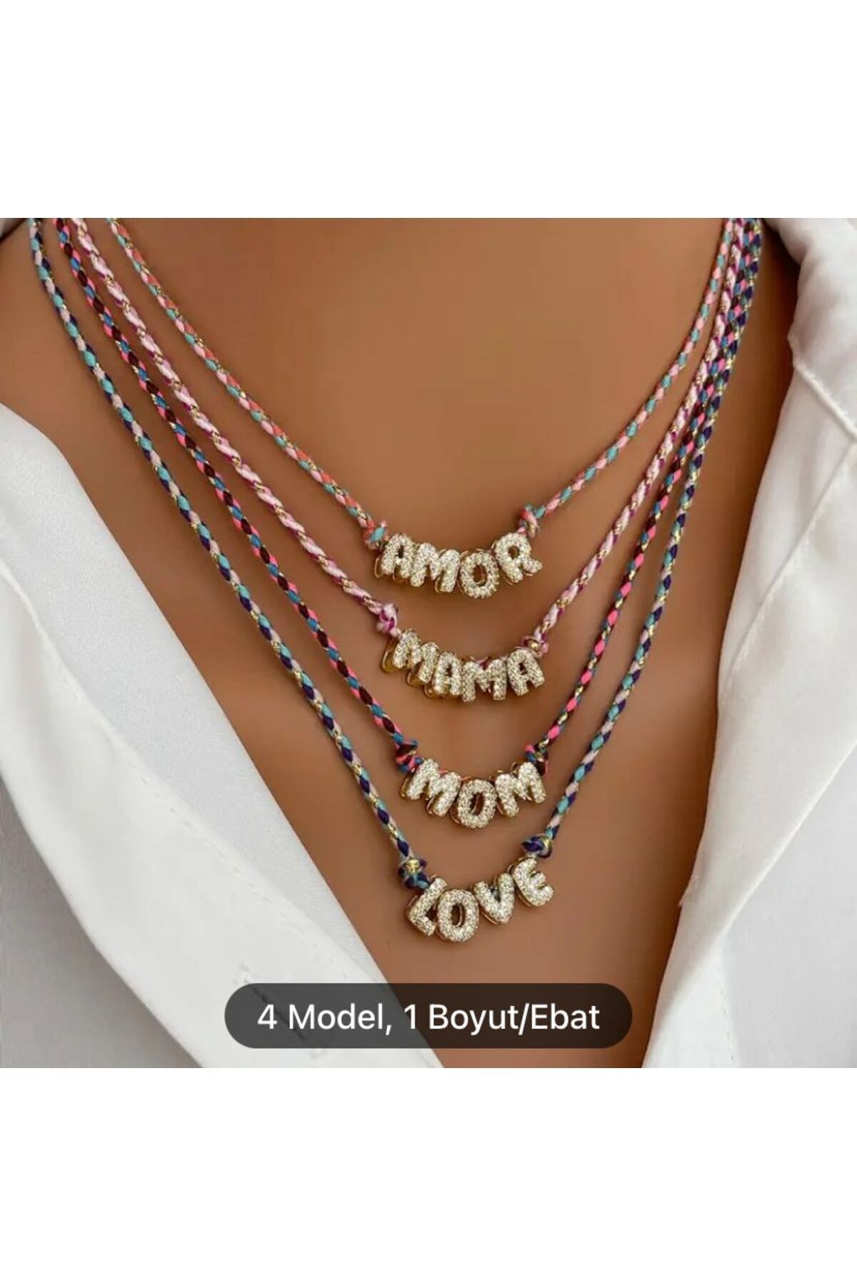 COUSİNS SHOP MAMA TAŞLI, RENKLİ İPLİ KOLYE ANNE KOLYE