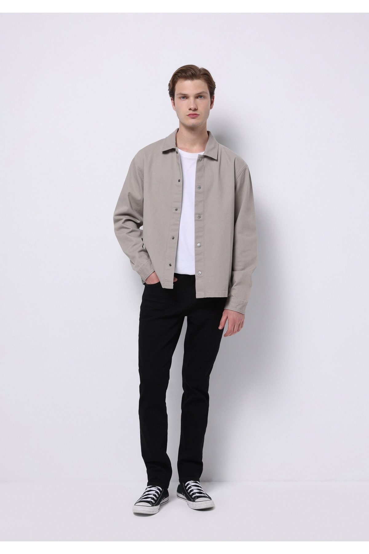 کالینز شلوار جین مشکی مردانه راسته، کمر کوتاه، ساق کوتاه