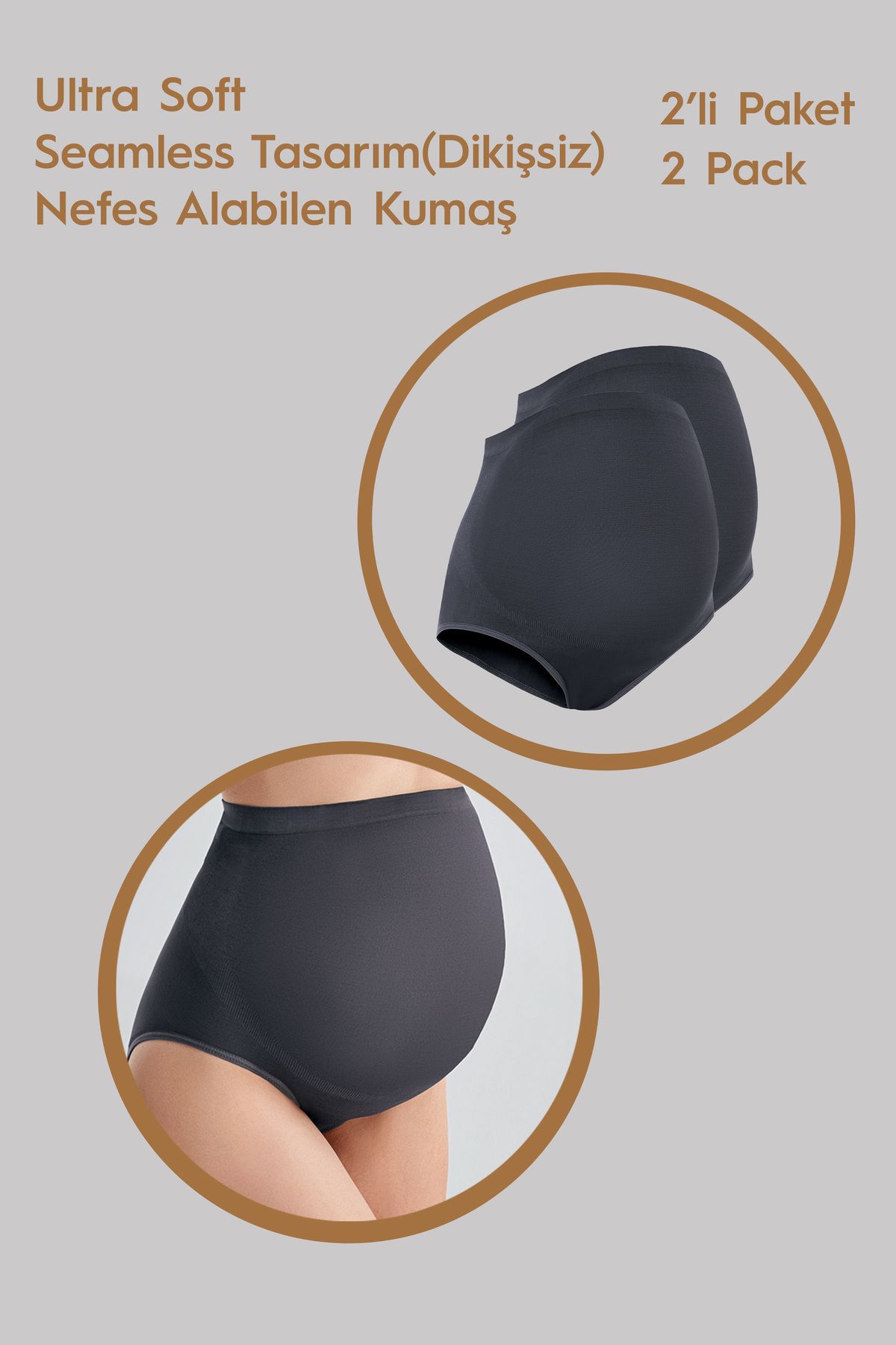 Artış Seamless (Dikişsiz) Yumuşak Dokulu Esnek Hamile Külodu 2'li Paket