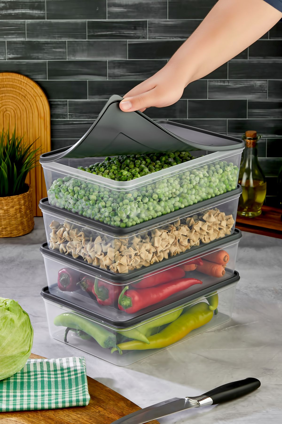 Espas Home-Freshkeep Storage Container Set of 5 Suitable for Microwave and Deep Freezer - Gray / 5*4000 ml 3