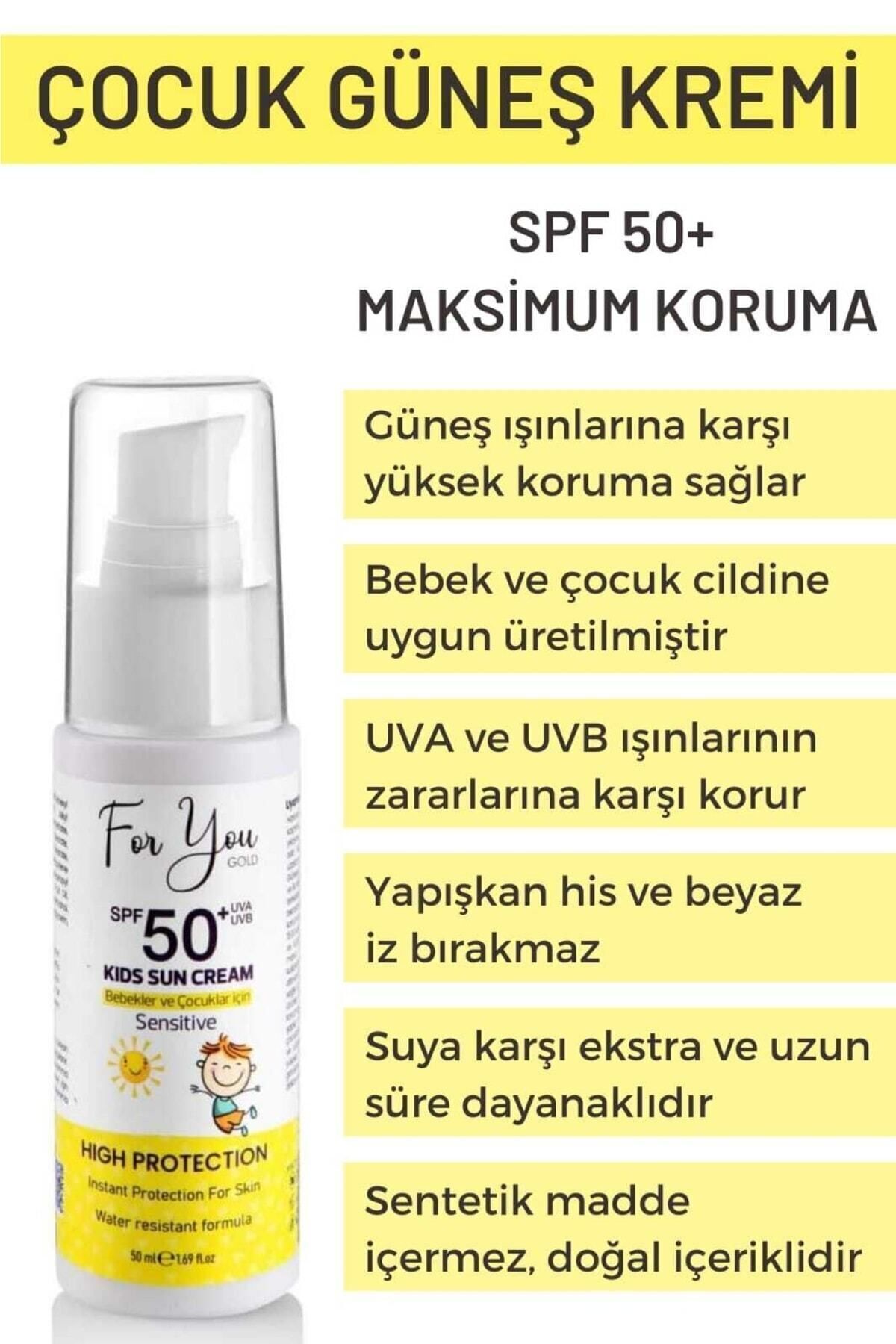 For You Gold Bebek Ve Çocuklar Için Spf50+ Çok Yüksek Koruma Faktörlü Güneş Kremi fotoğrafı 4 (önizleme)