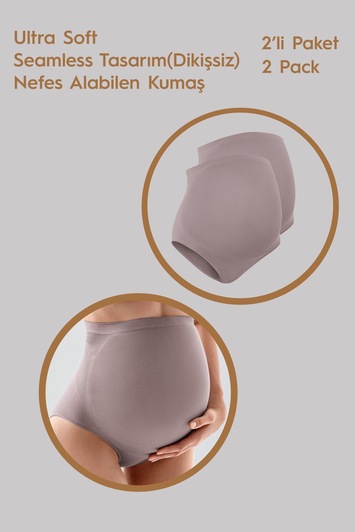 Artış Seamless (Dikişsiz) Yumuşak Dokulu Esnek Hamile Külodu 2'li Paket