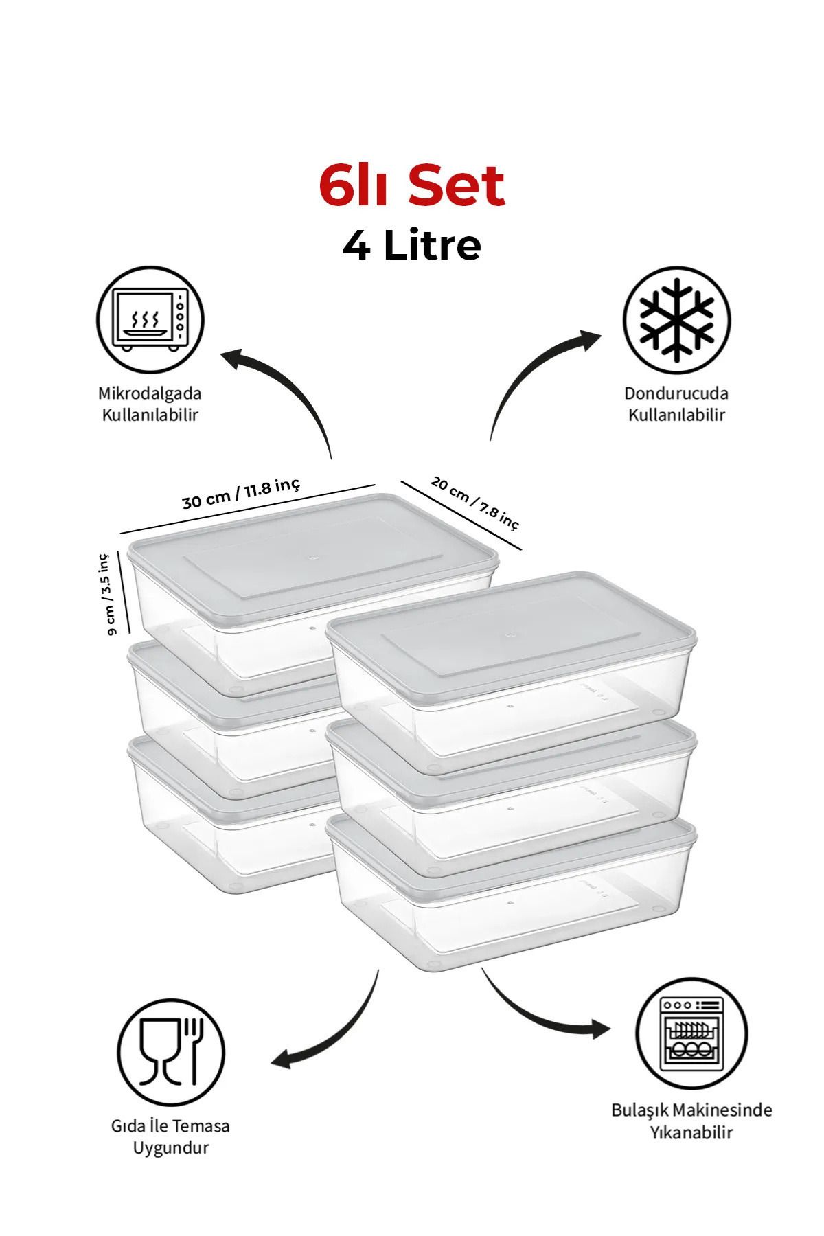Espas Home-Freshkeep Storage Container Set of 6 Suitable for Microwave and Deep Freezer - White / 6*6000 ml 1