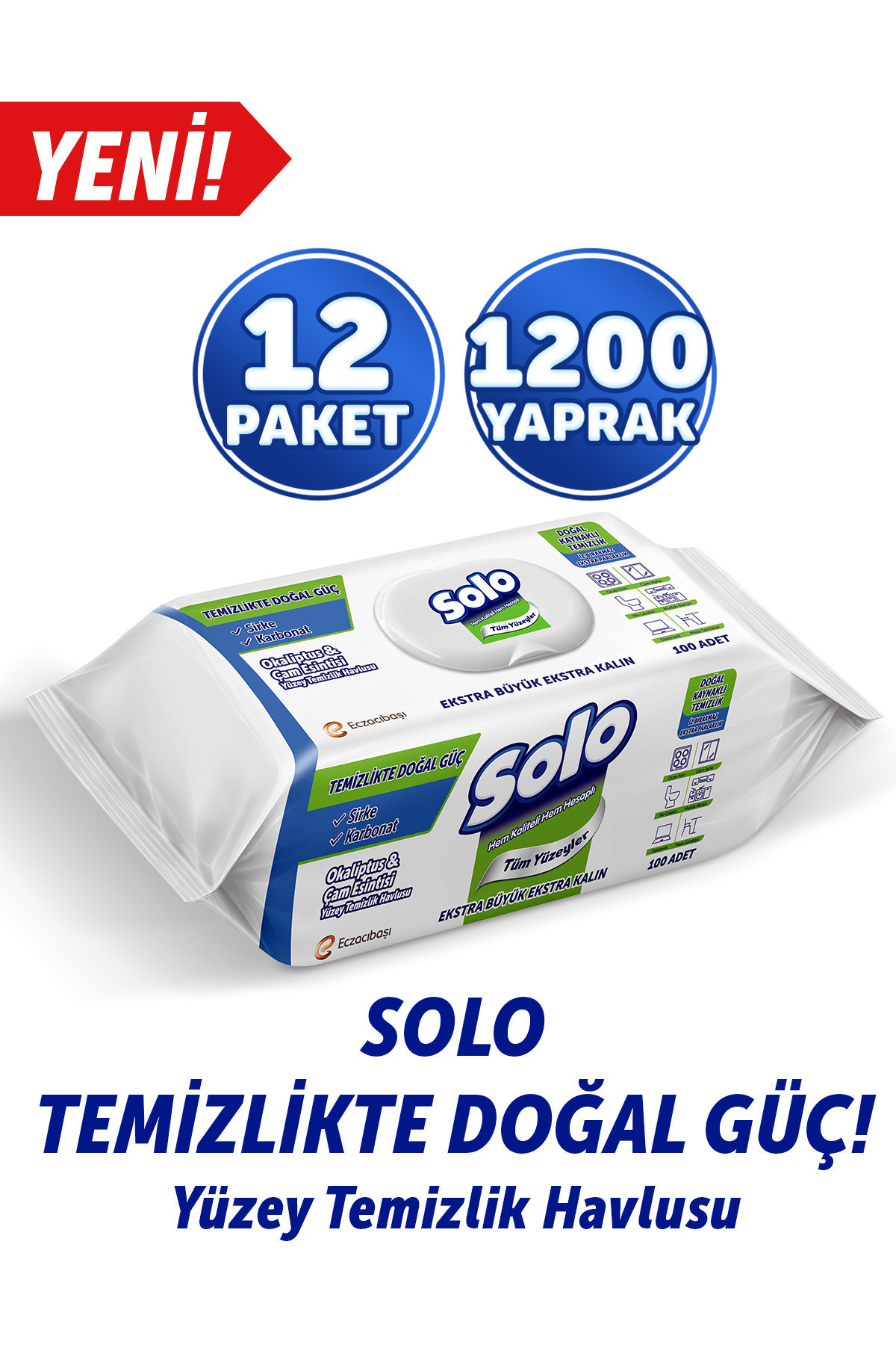 Solo Temizlikte Doğal Güç Okaliptus&çam Esintisi Yüzey Temizlik Havlusu 12'li 1200 Yaprak