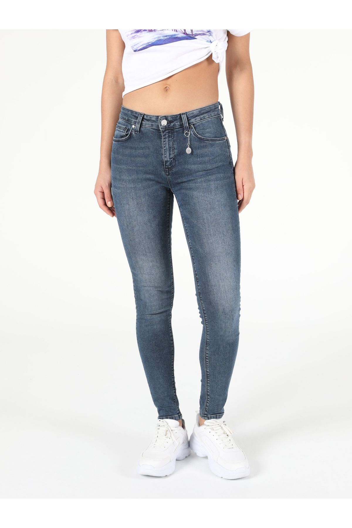 Colin's-Pantaloni de blugi pentru femei, cu talie mijlocie, cu picioare înguste 4