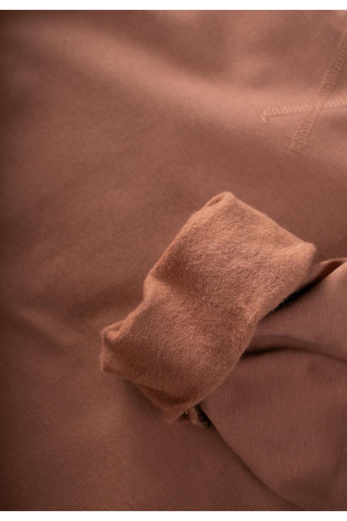 Cigit Basic Karyoka Detaylı Sweatshirt Takım 3-8 Yaş Açık Kahve fotoğrafı 3 (önizleme)