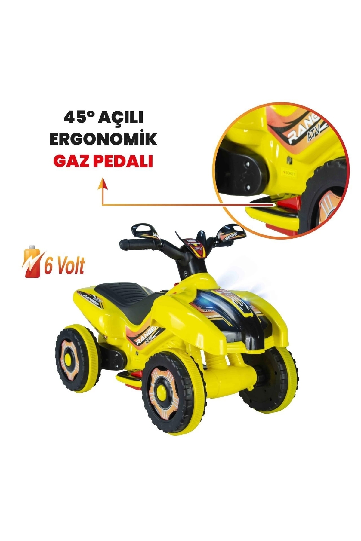 Genel Markalar Led Işıklı Müzikli Akülü  Araba Atv Motor 2-4 Yaş - 6V fotoğrafı 2 (önizleme)