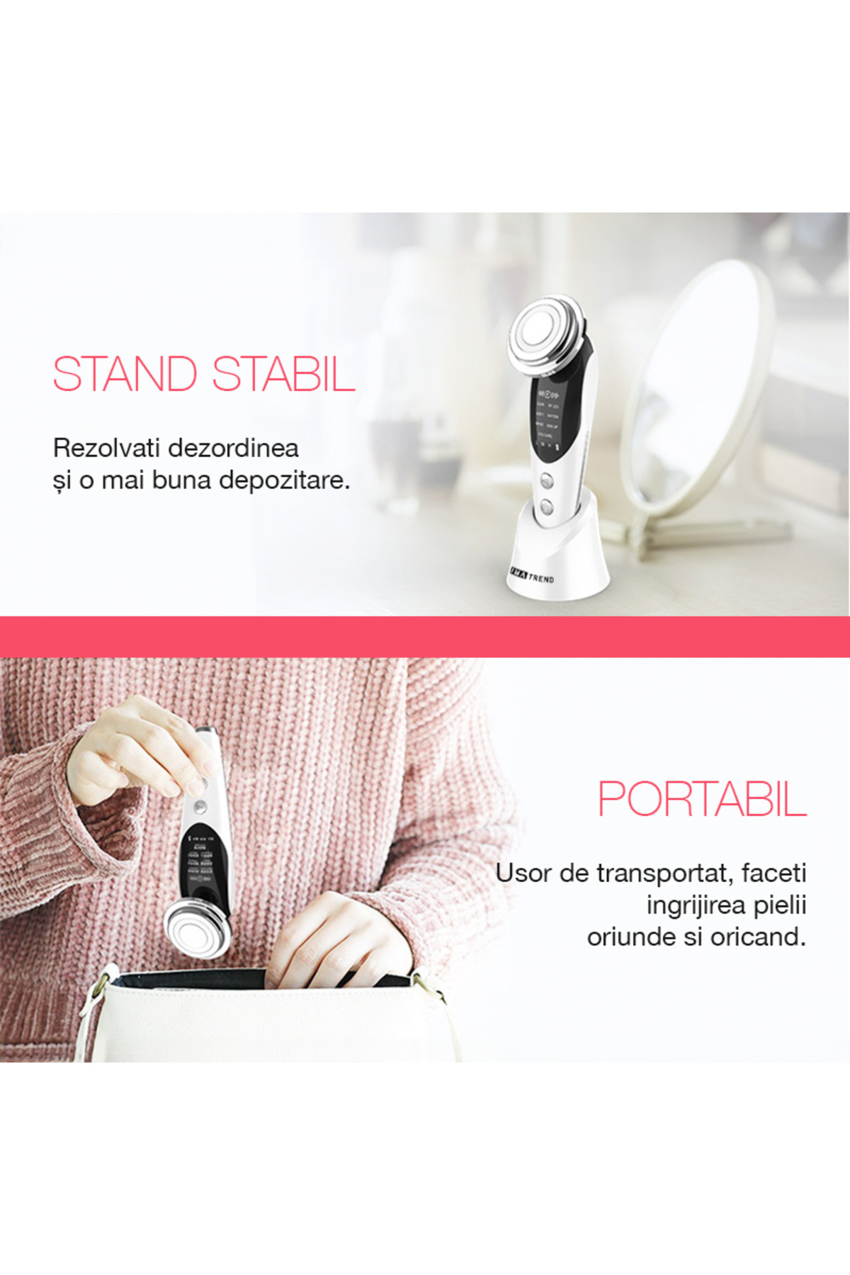 IMA TREND-7 In 1 Facial Treatment Device, Ems, Massage, Lifting, Pore Cleaning, Wrinkles, White 7