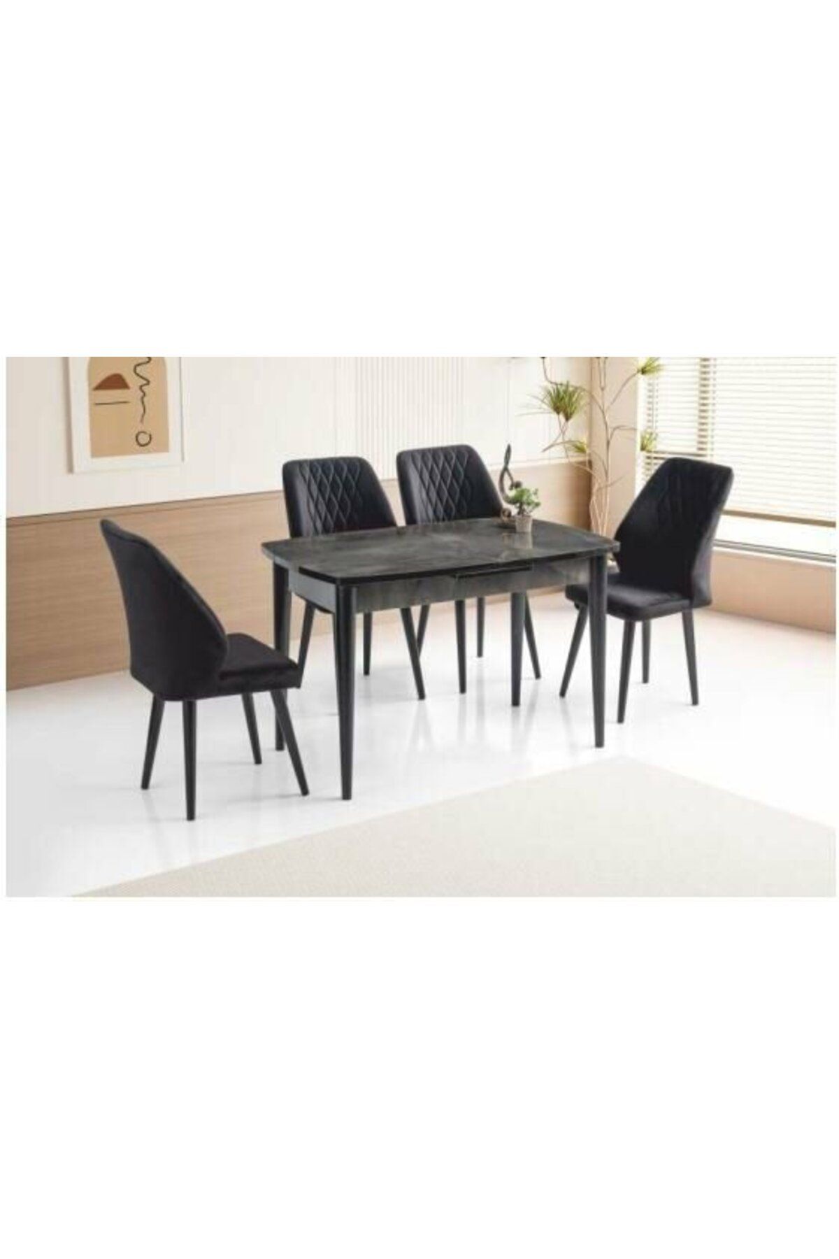 Yuvaset Home High Gloss Masa/İrony-Hilal Sandalye Masa Takımı
