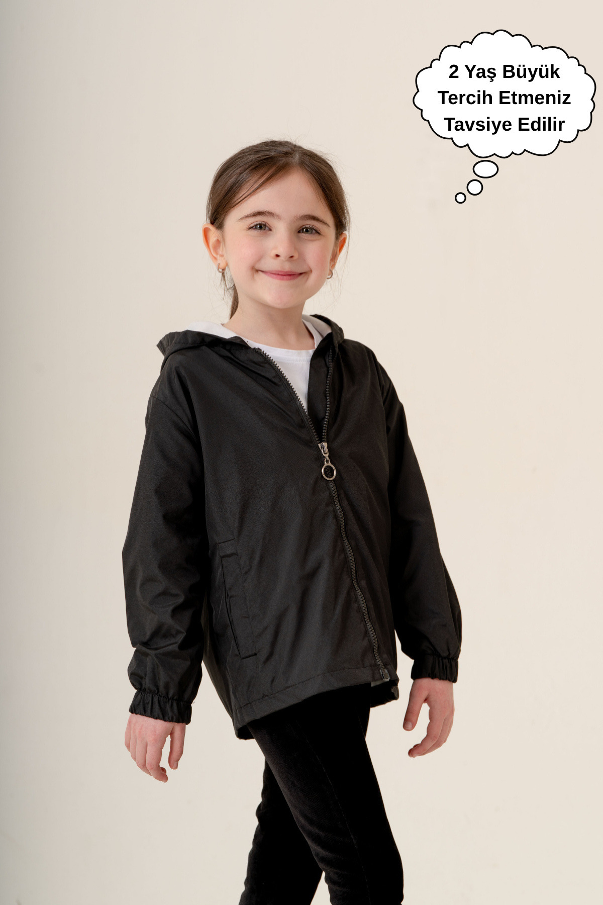 Girls Hooded Lined Seasonal Raincoat with Pocket