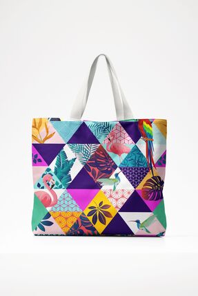 Ulu Home Patchwork Pamuk Kolonlu Plaj Ve Günlük Omuz Çantası