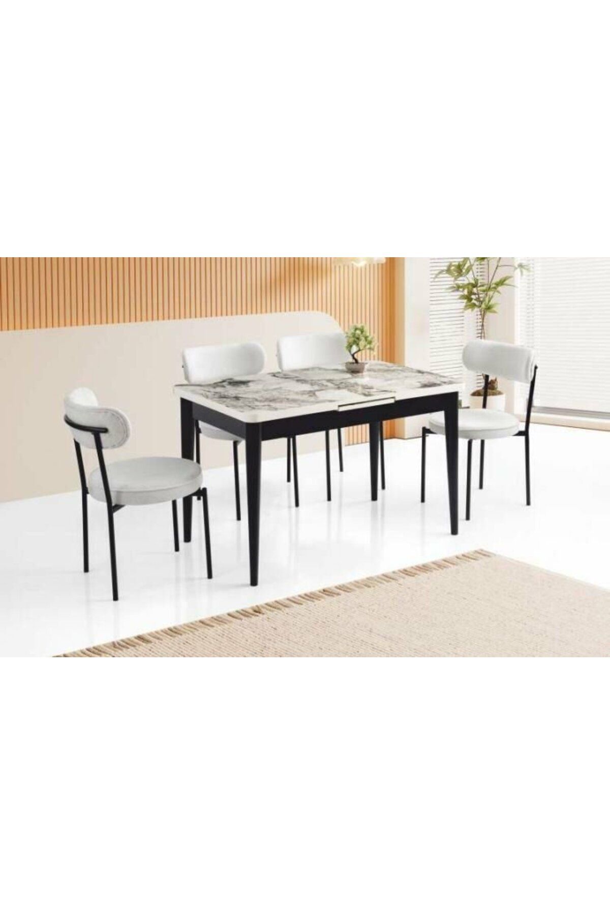 Yuvaset Home Mdf Masa/efes-siyah-ay Sandalye Masa Takımı