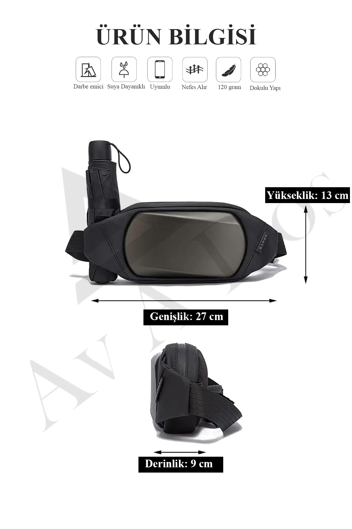 Av A Dos  Unisex Bel Çantası Kabuklu Bel Çanta Suya Dayanıklı Çapraz Göğüs Çantası Bodybag Günlük Spor Yürüyüş - Görsel 7