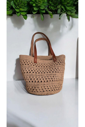 BY MİMİMU Kağıt Ip Hasır Büyük Boy Plaj Ve Omuz Çantası