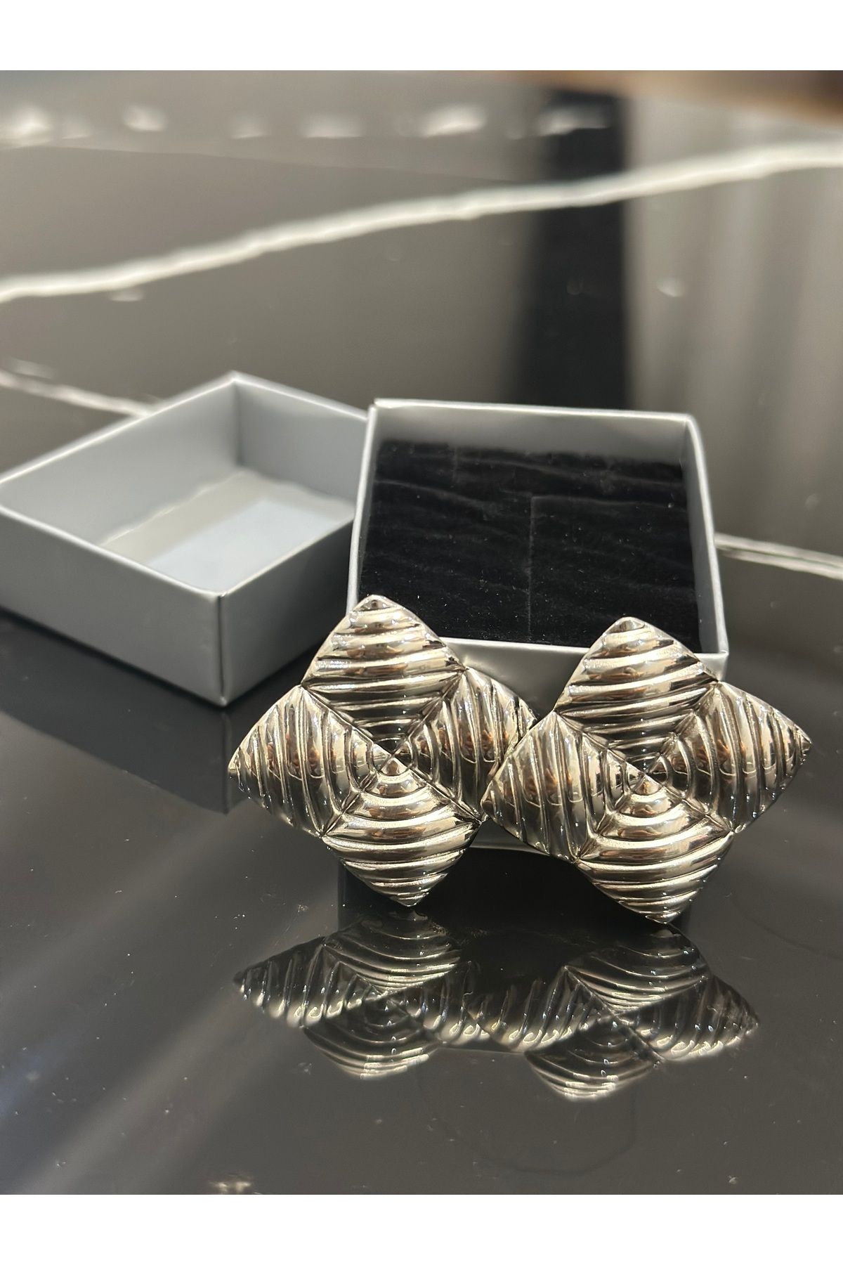 staınless steel Geometrik Desen Çelik Küpe