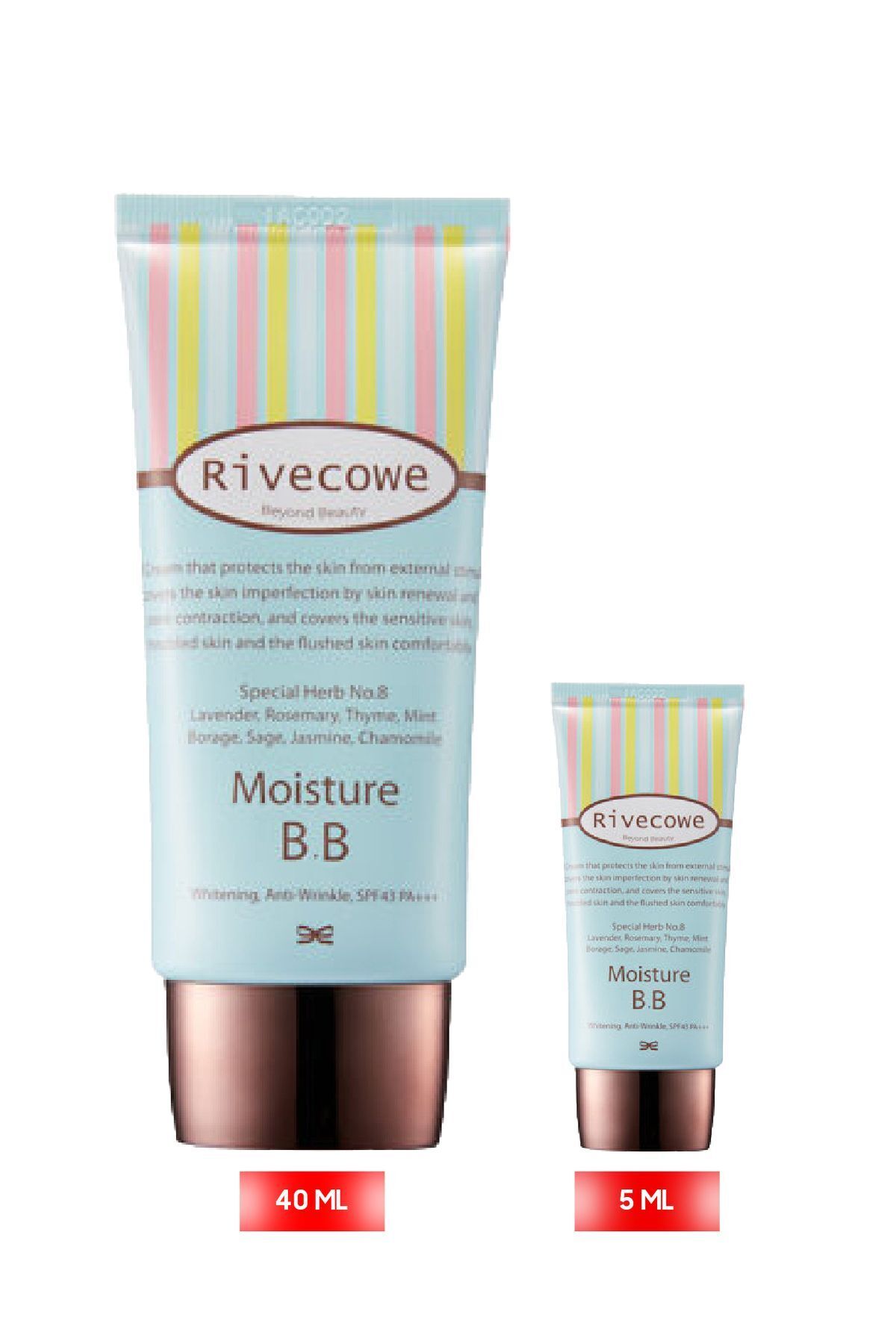 کرم BB - مرطوب کننده، SPF 43، محافظت در برابر آفتاب، سایز بزرگ (40 میلی لیتر) — بژ Rivecowe01 — تصویر 3 از 9