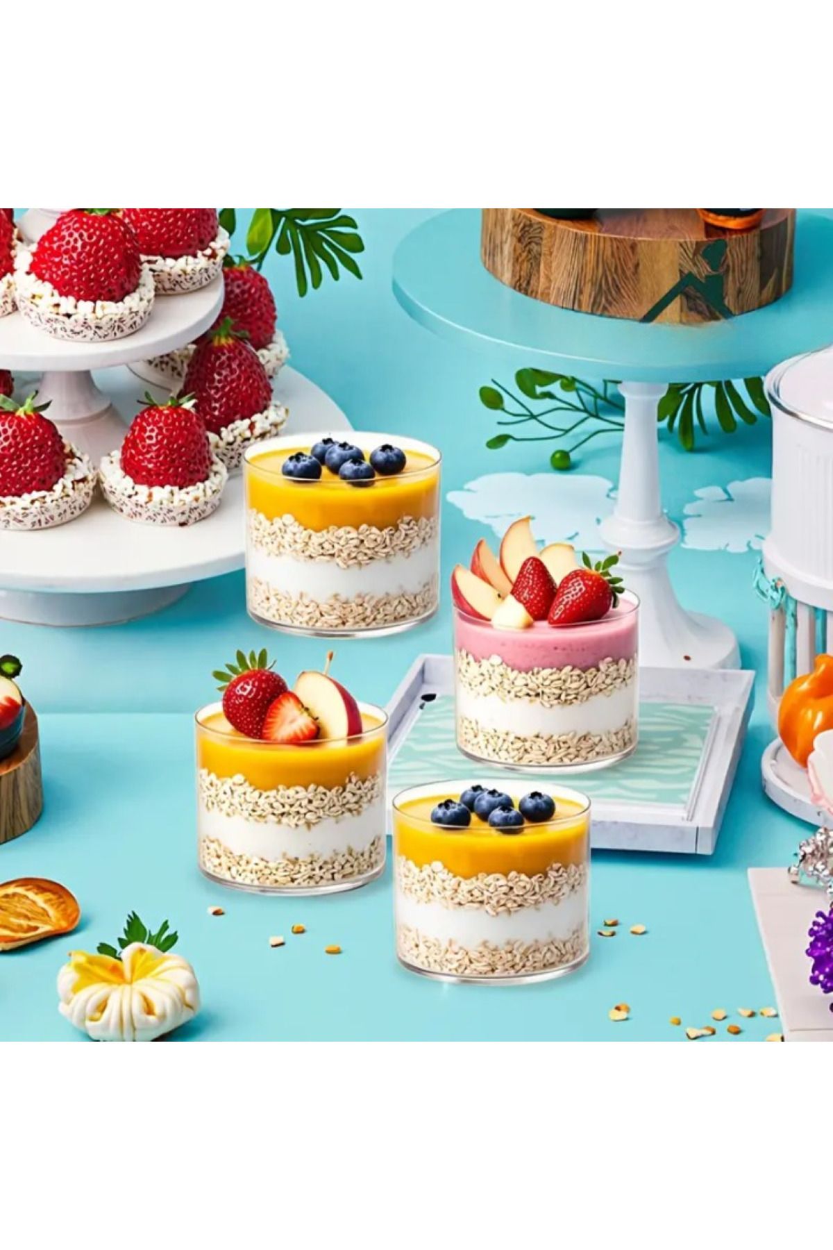 Noah Exclusive 400 ml (6'lı Set) Borosilikat Cam Sunum Kasesi - Magnolia - Puding - Reçel - (9 cm x 7 cm)