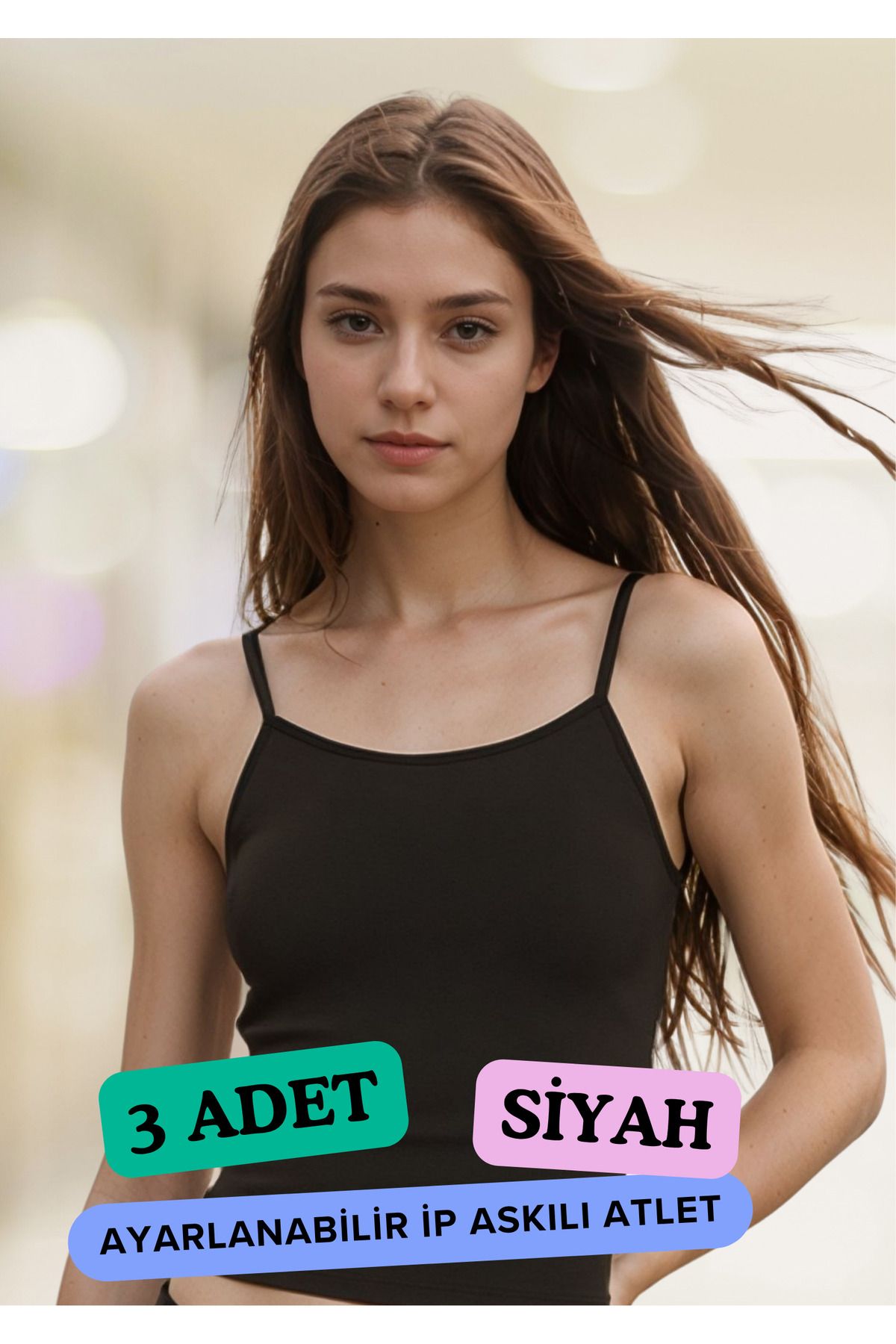 Loule %92 Pamuklu & %8 Elastan Ayarlanabilir Askılı Atlet 3 Adet Ekonomik Paket LL.23.ILK06.001