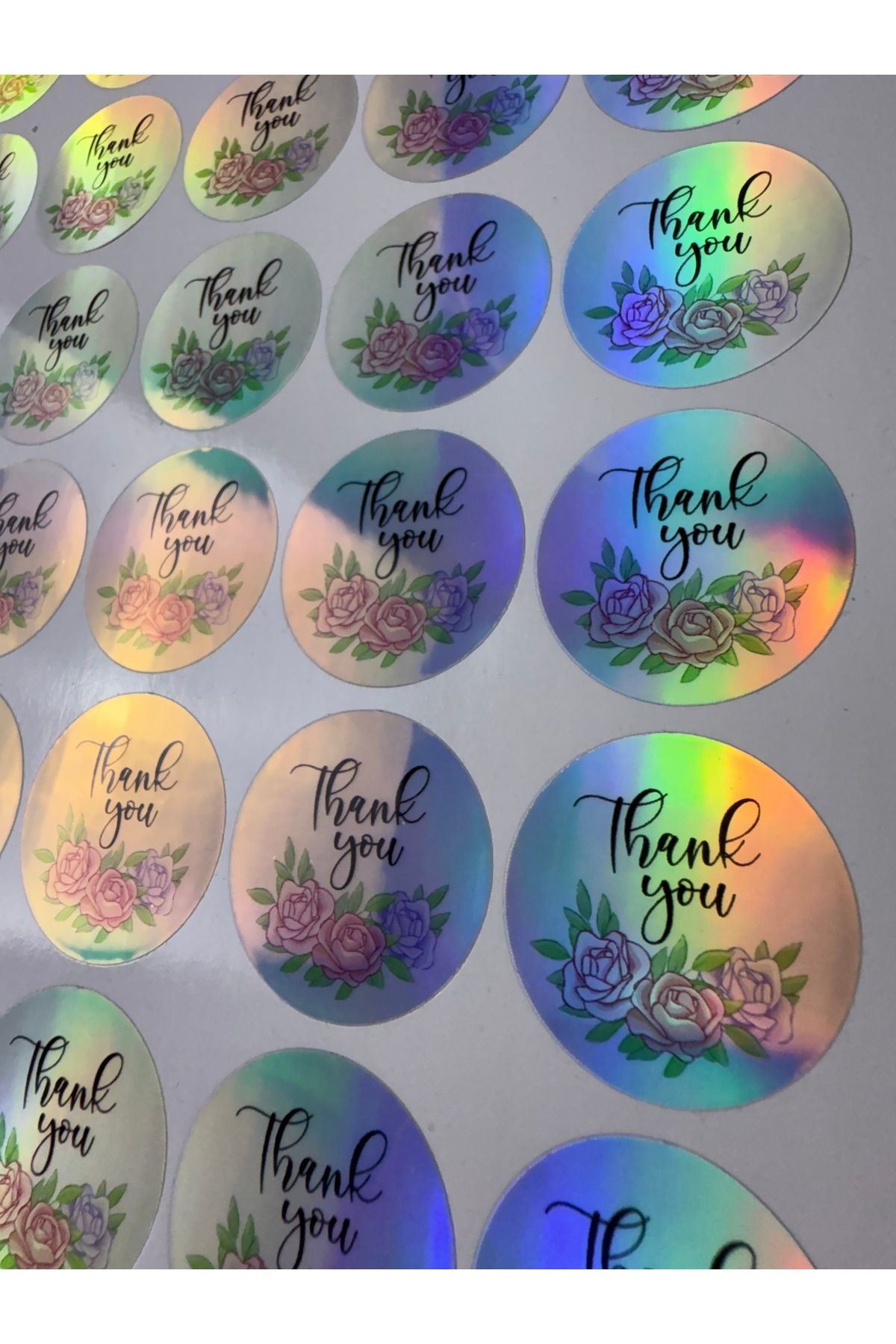 cakaybu Thank You Hologram Sticker (24 ADET - 4,4 CM) | Paketleme Ve Kargo Etiketi
