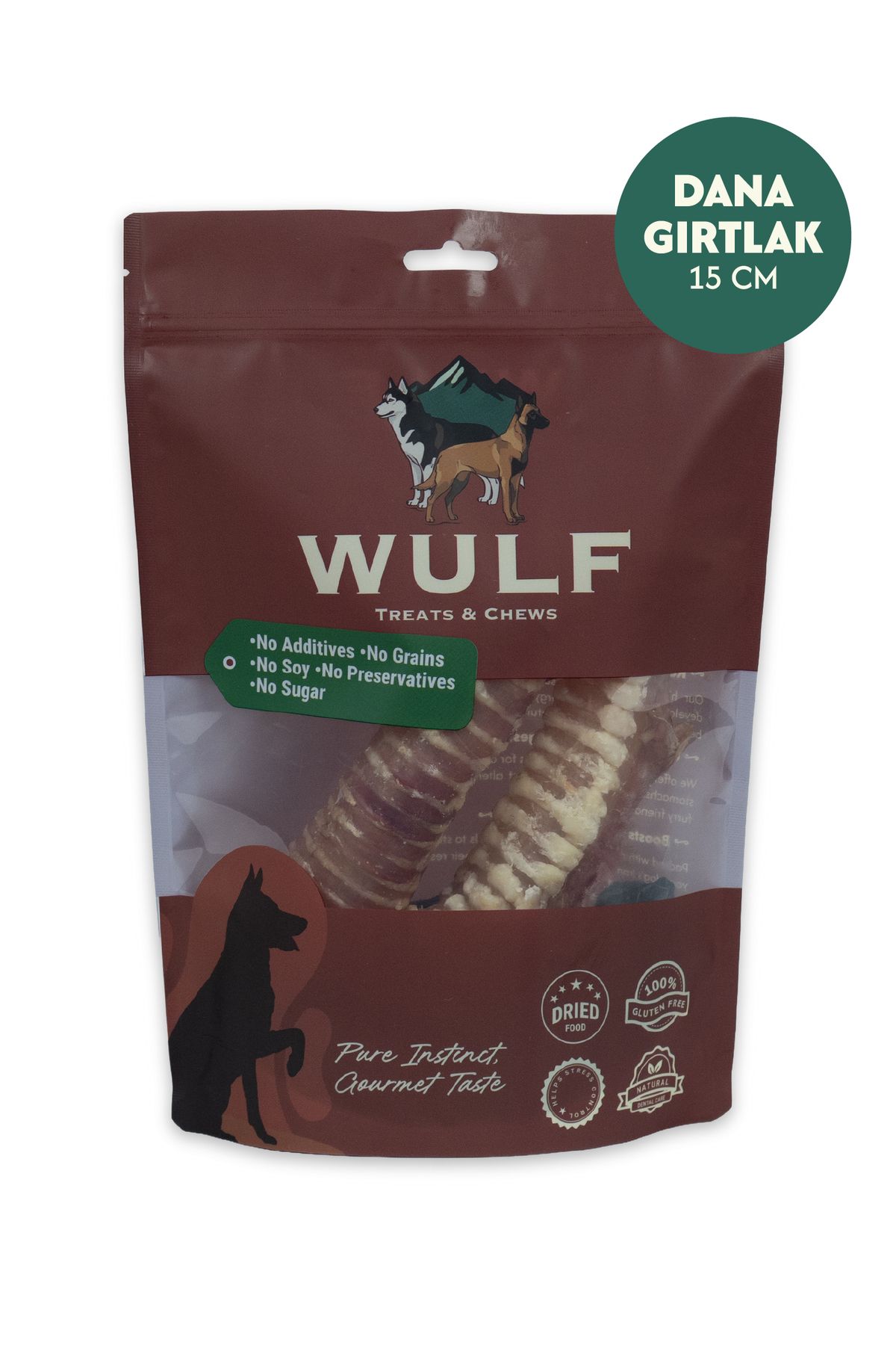 WULF Dana Gırtlak 15 cm 2 Adet %100 Doğal Köpek Ödül Maması
