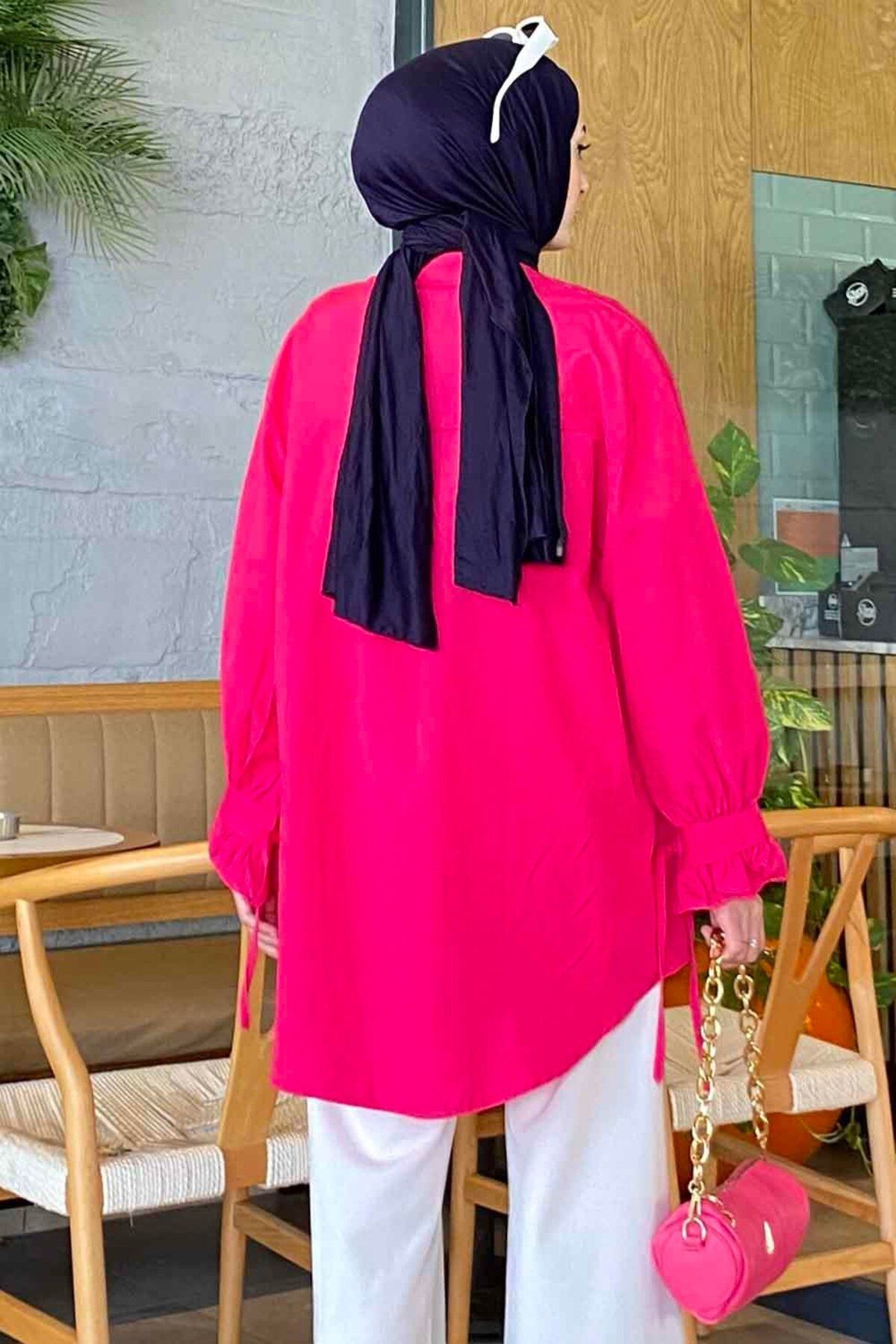 lamelif-Flores Ruffled Tunic Fuchsia 4