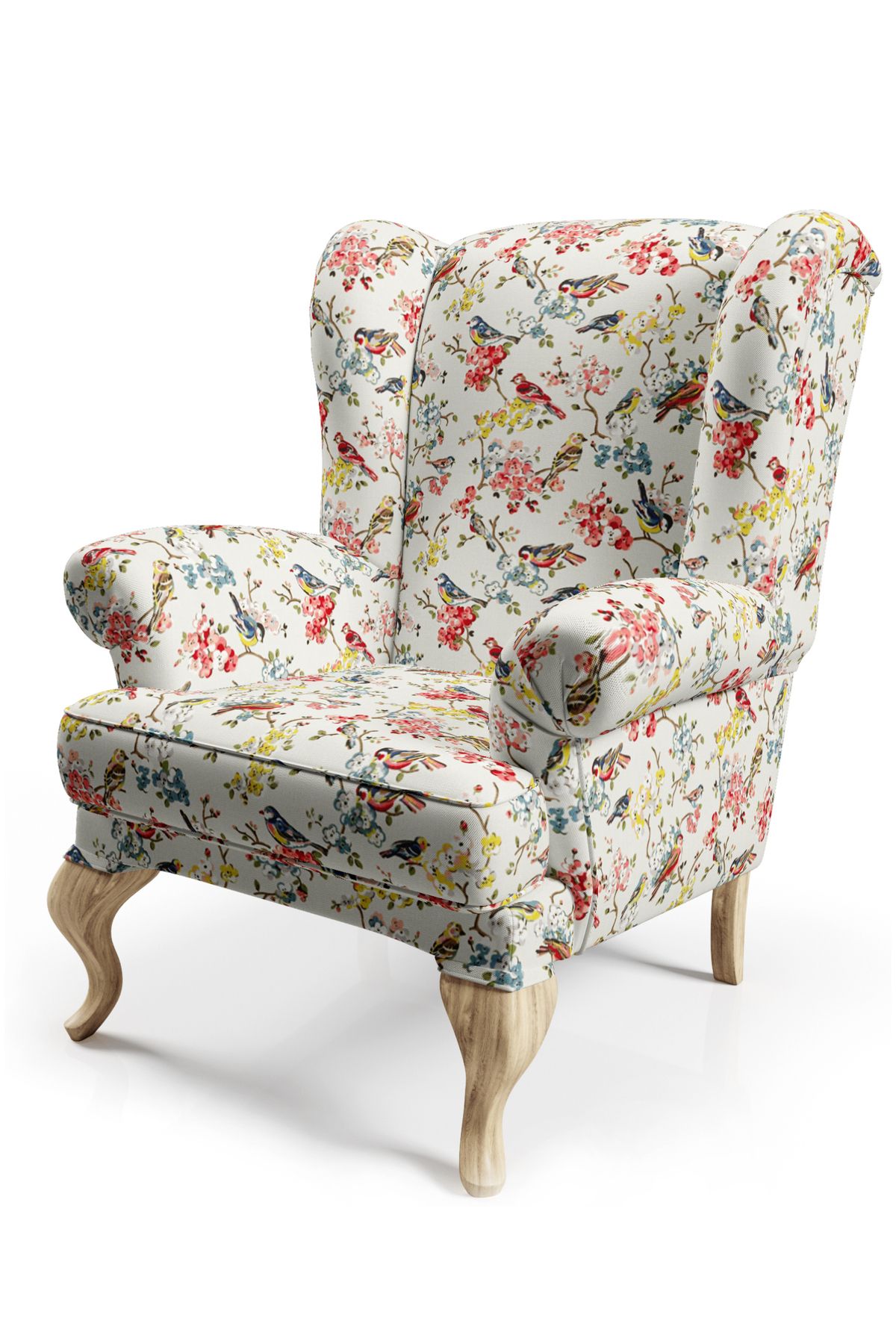 CANİLA-Digital Printed Fabric with Watercolor Bird Pattern. Cotton Lining Upholstery Fabric 4