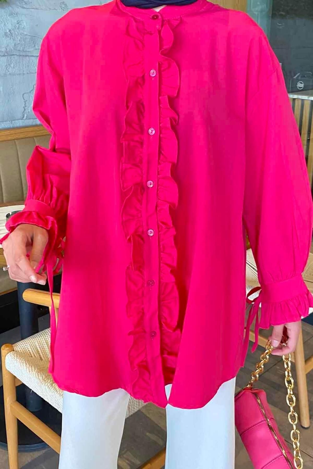 lamelif-Flores Ruffled Tunic Fuchsia 3