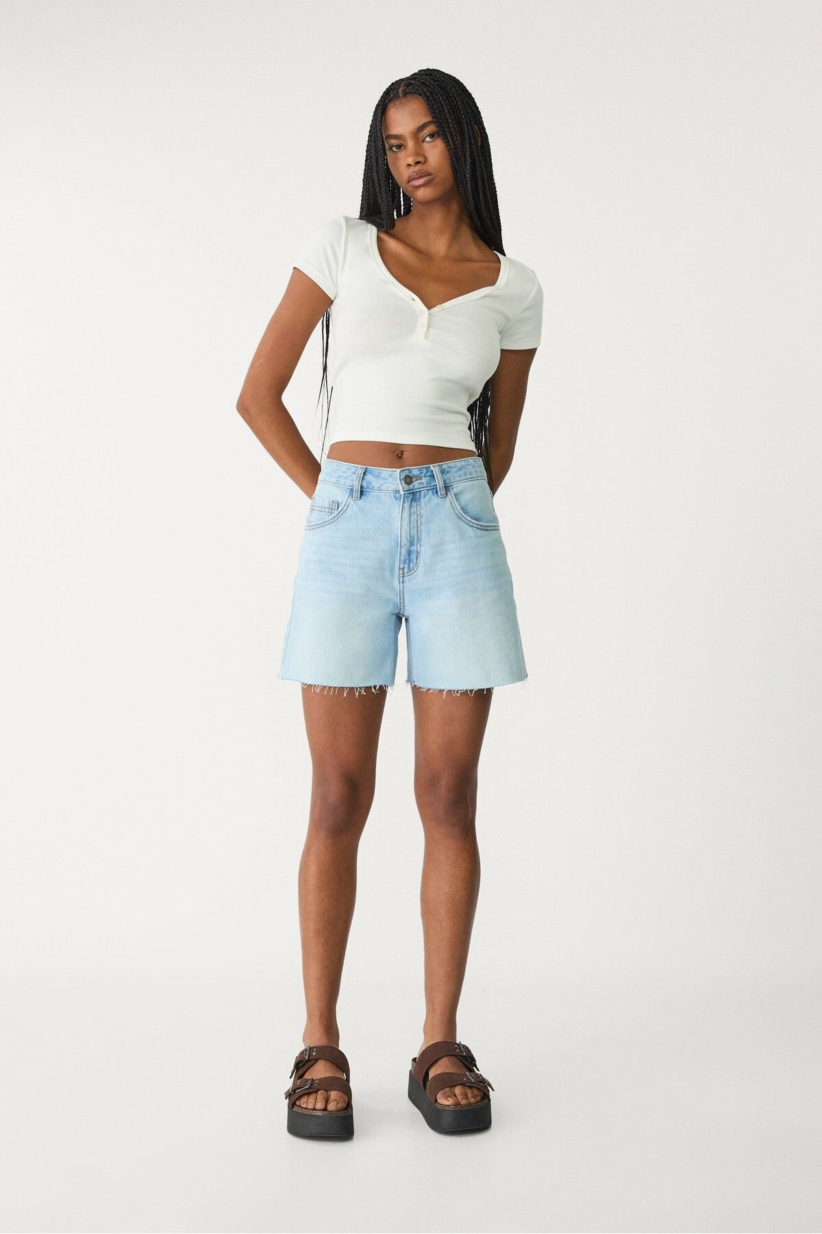 Denim bermuda şort - 2