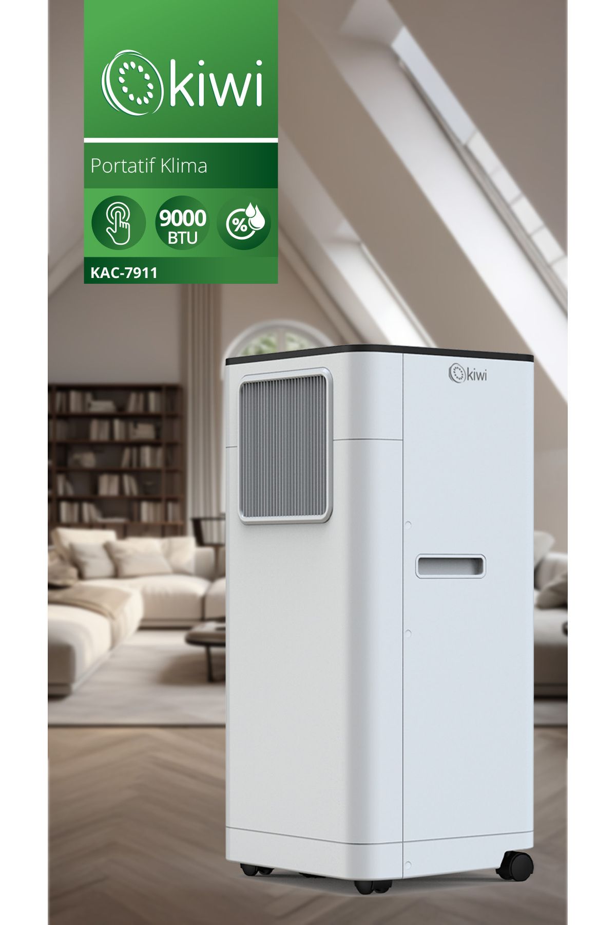 Kiwi Kac-7911 9000 BTU Nemlendirici, Havalandırma ve Soğutmalı Portatif Taşınabilir Klima