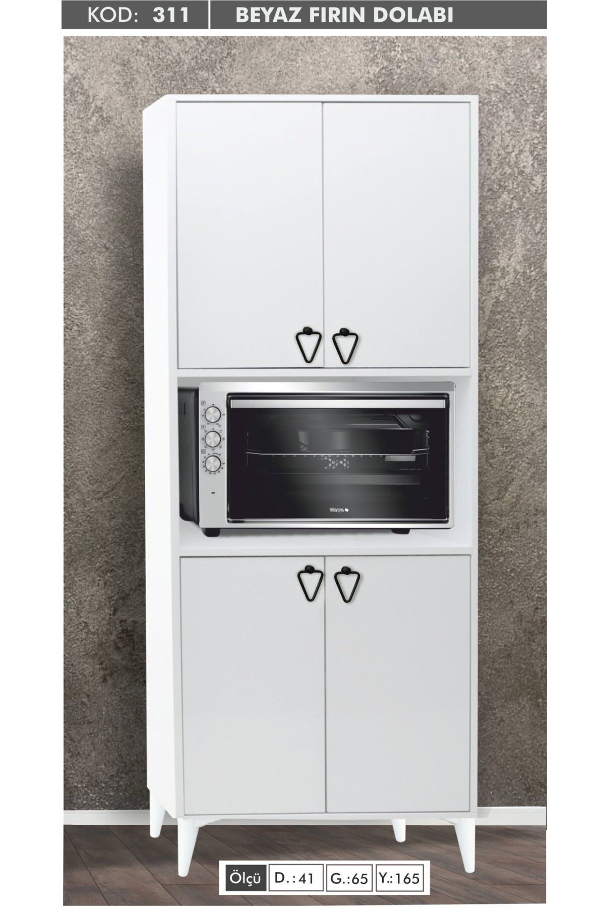 Yuvaset Home 4 Kapılı Çok Amaçlı Beyaz Fırın Dolabı