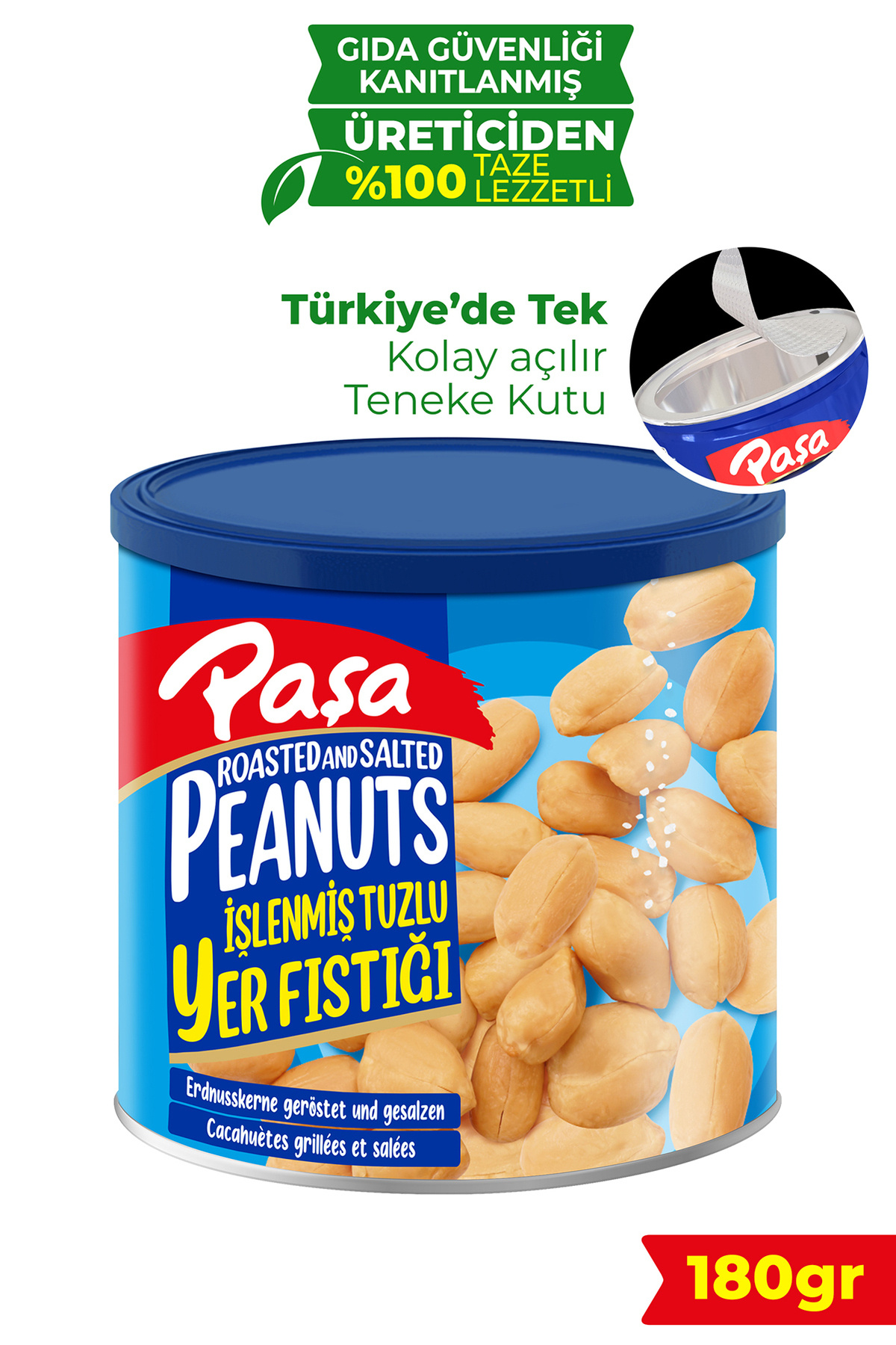 Paşa Kuruyemiş İşlenmiş Yer Fıstığı Teneke Kutu 180 gr