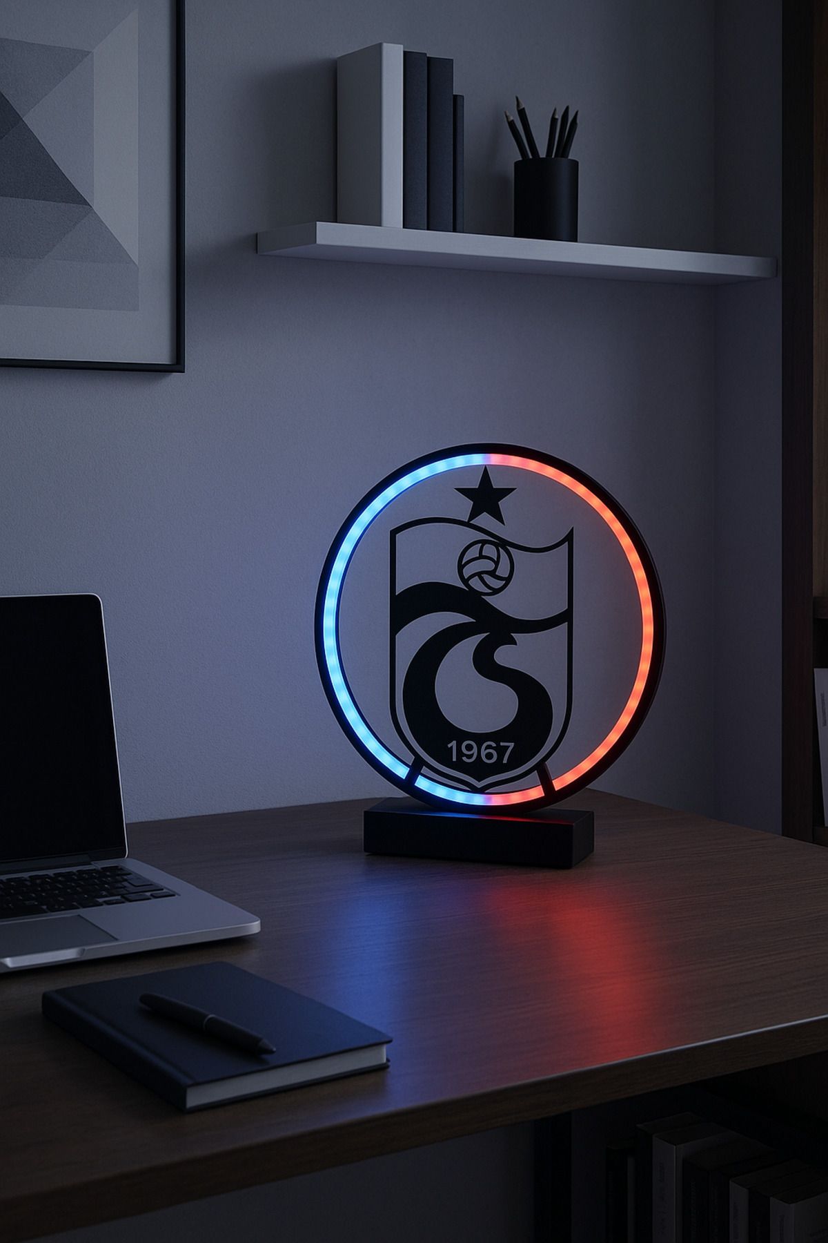 ARTILED Bordo Mavi Trabzon LED Işıklı T-S Masa Lambası – Özel Tasarım Dekoratif Gece Lambası
